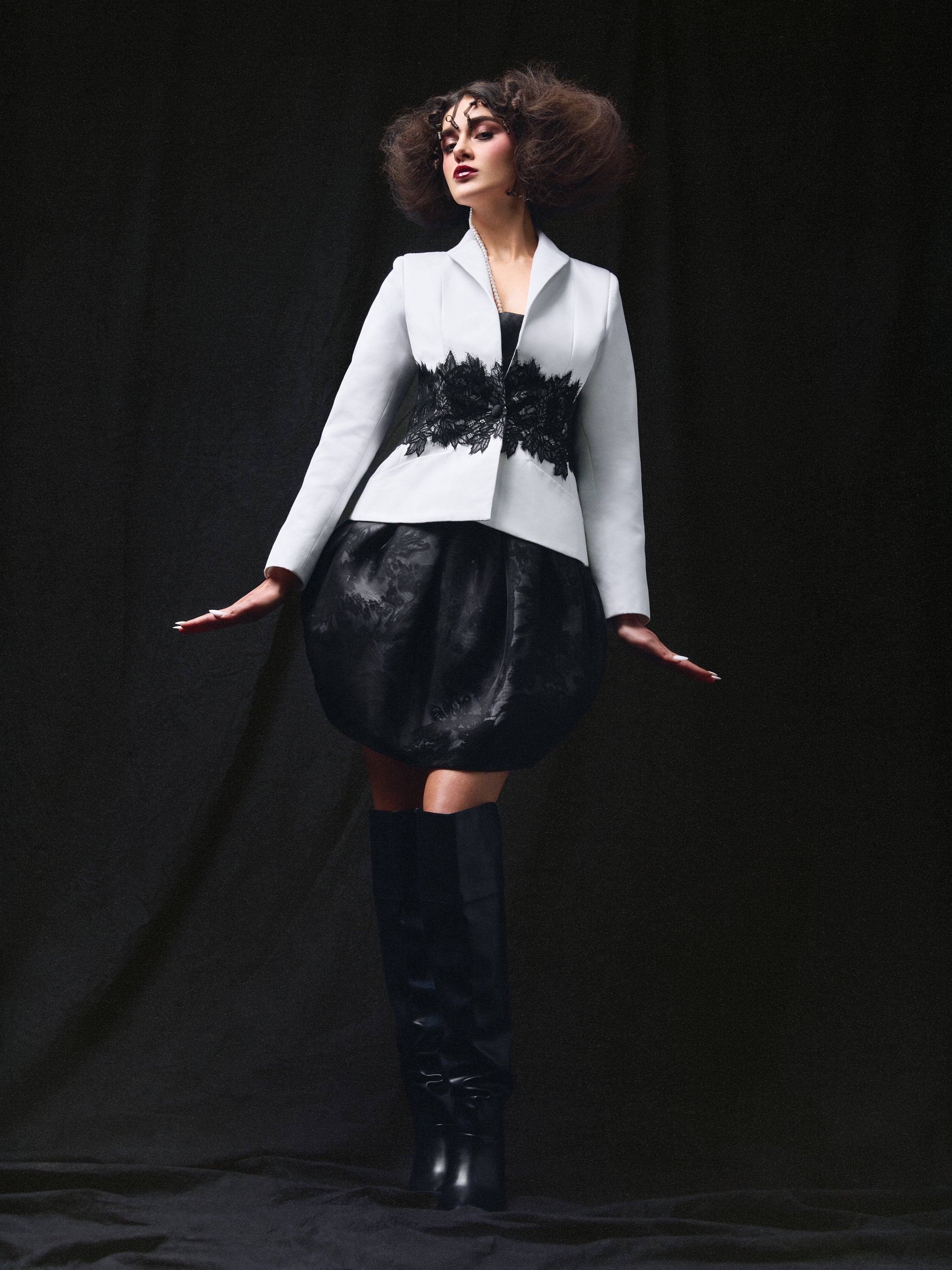 Midnight Petal Bubble Dress