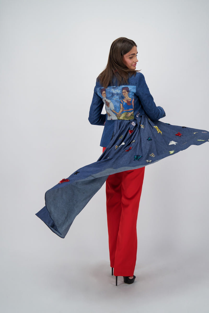 TWO FRIDA HAND EMBROIDERED BUTTERFLY JACKET