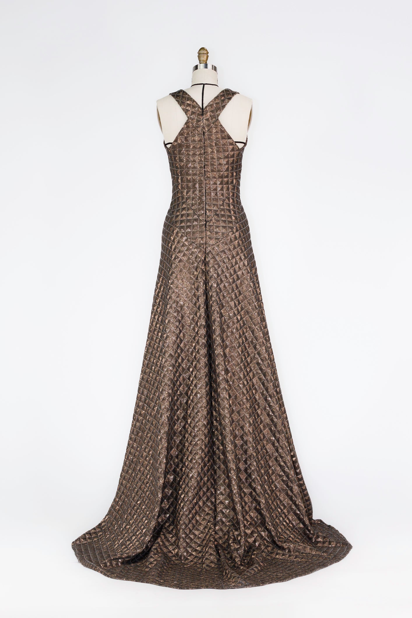 Quilted Bronze Evening Gown