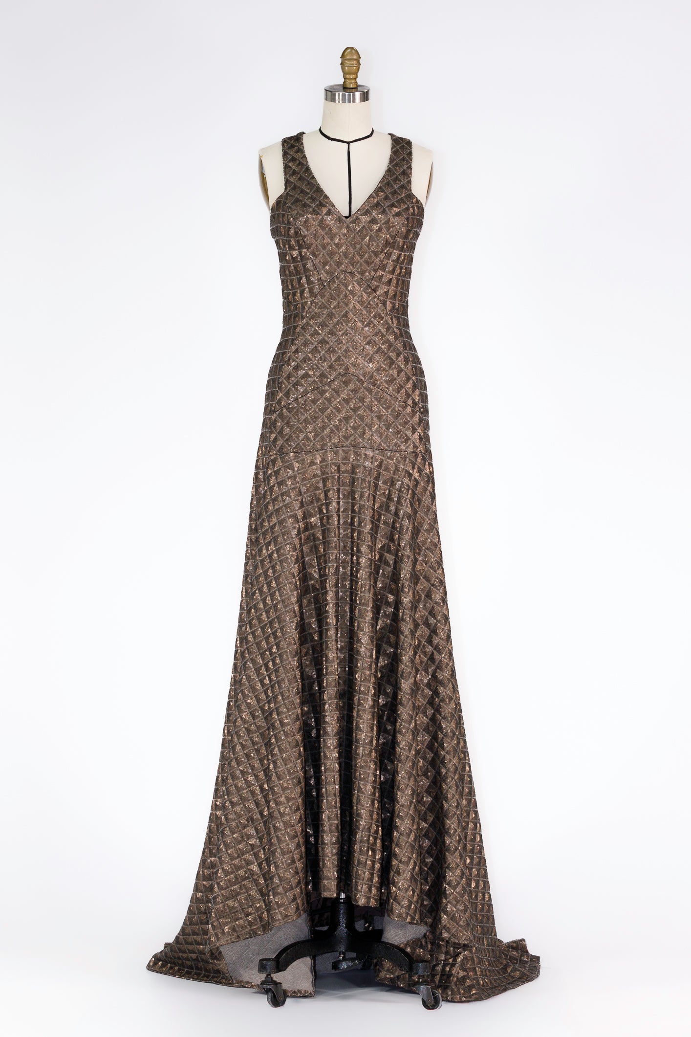 Quilted Bronze Evening Gown