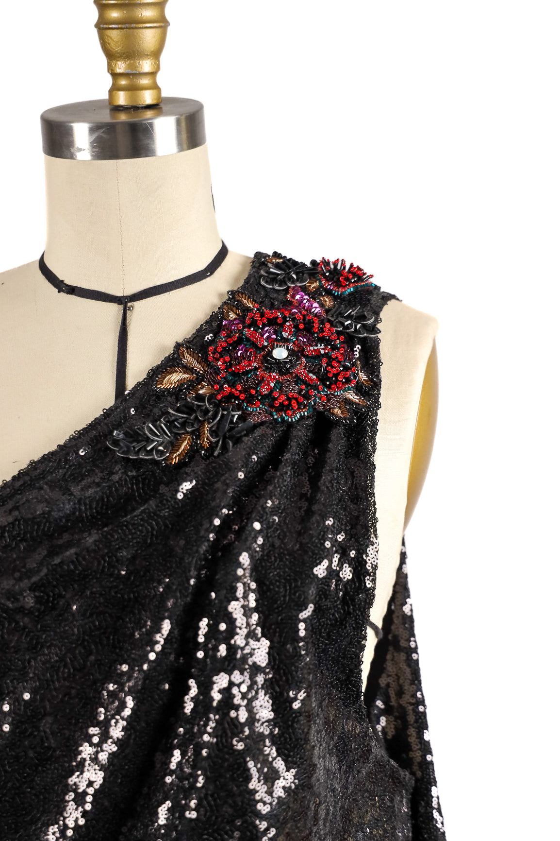 Galaxia Draped Sequin Gown