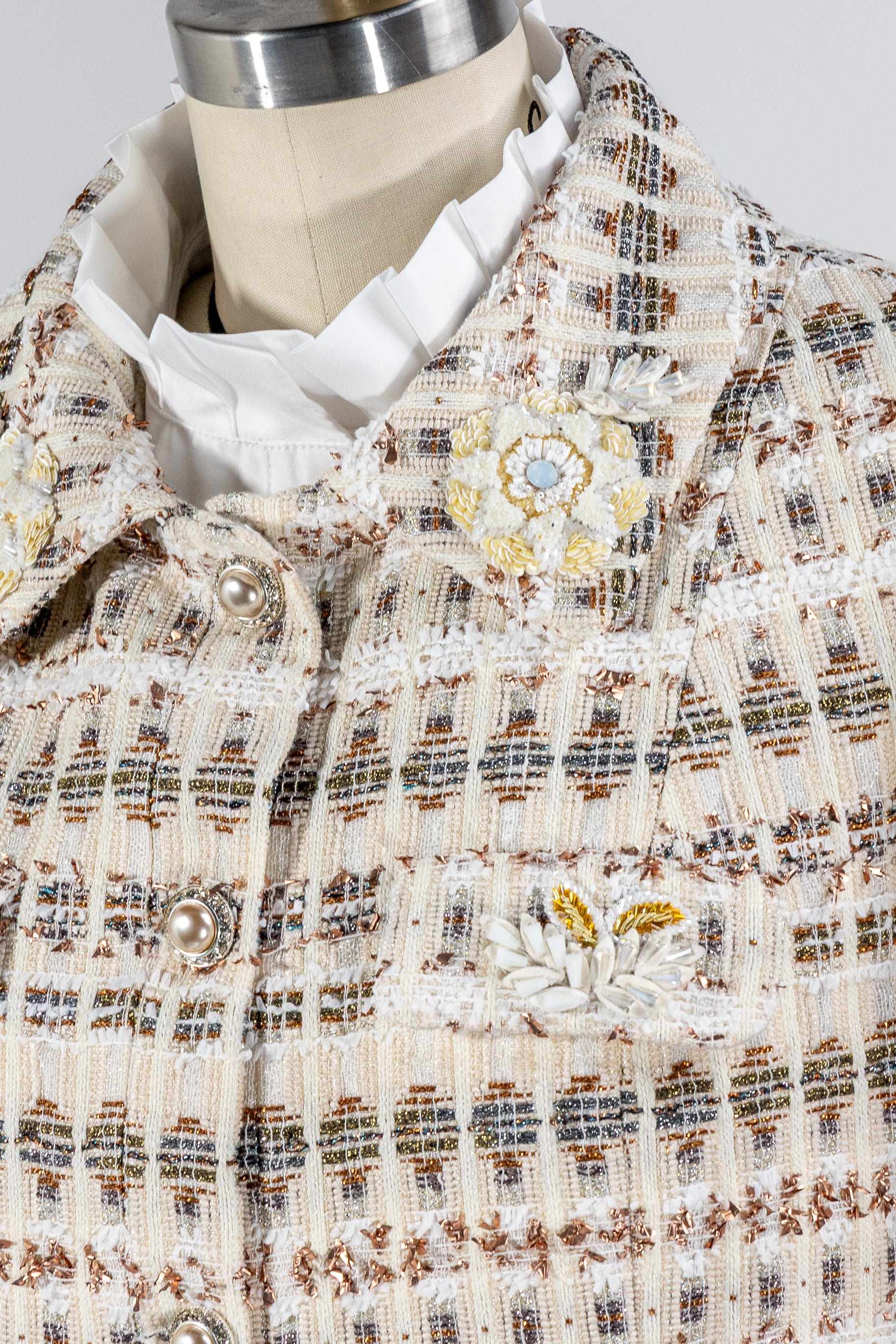 Arielle Handcrafted Tweed Ensemble With Floral Hand Embroidery Success