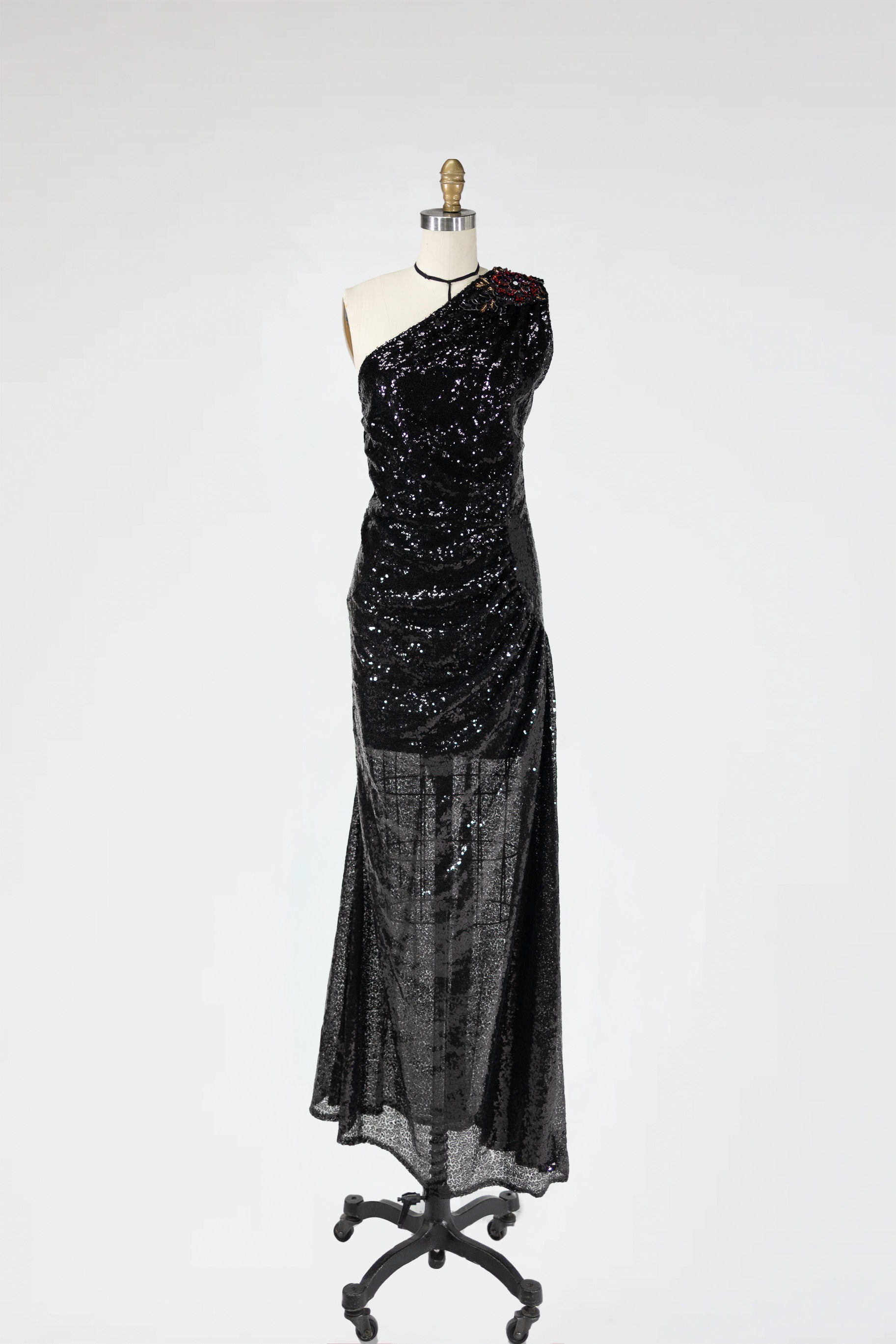 Galaxia Draped Sequin Gown