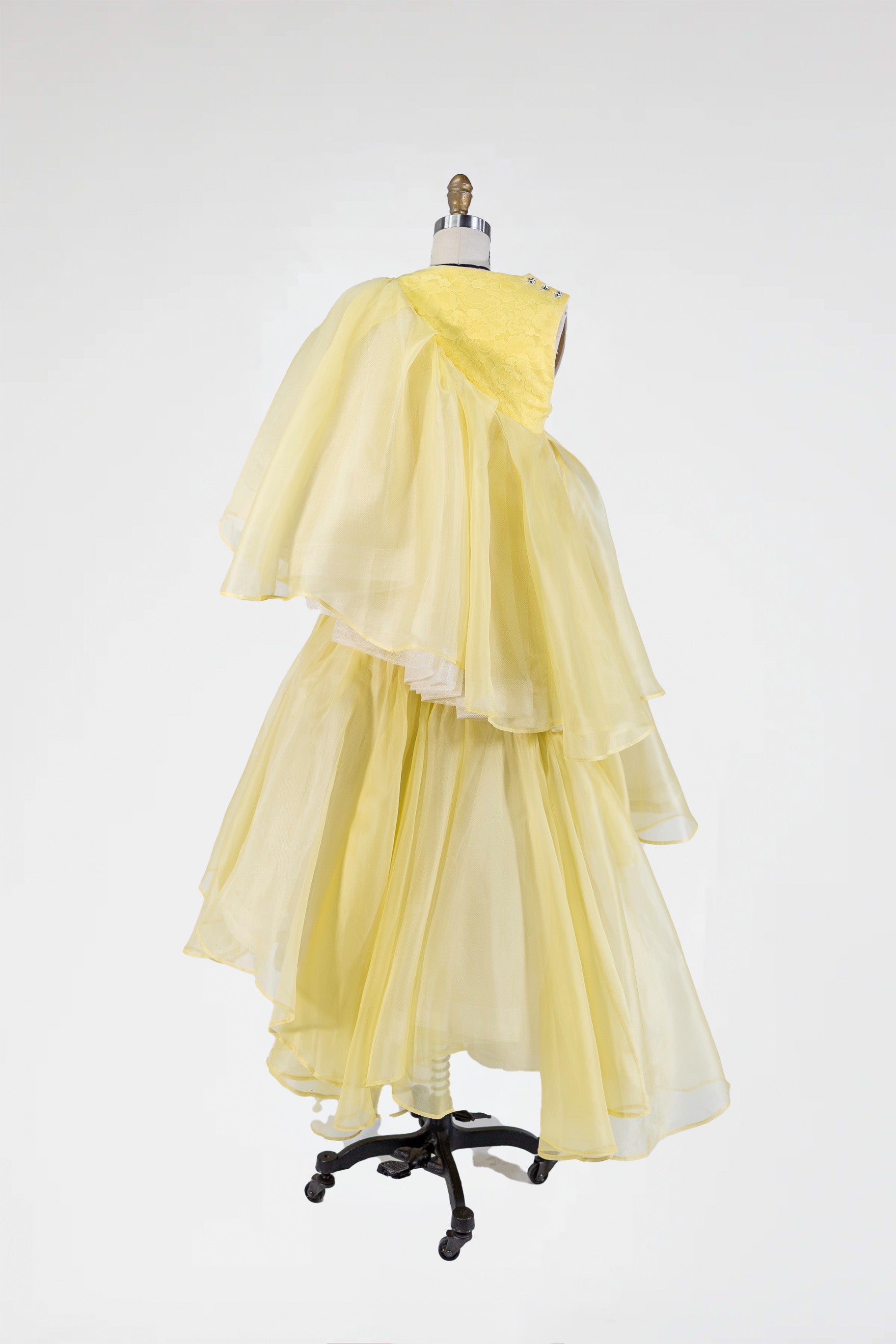 Solar Cascade Gown – in Marigold Silk Organza