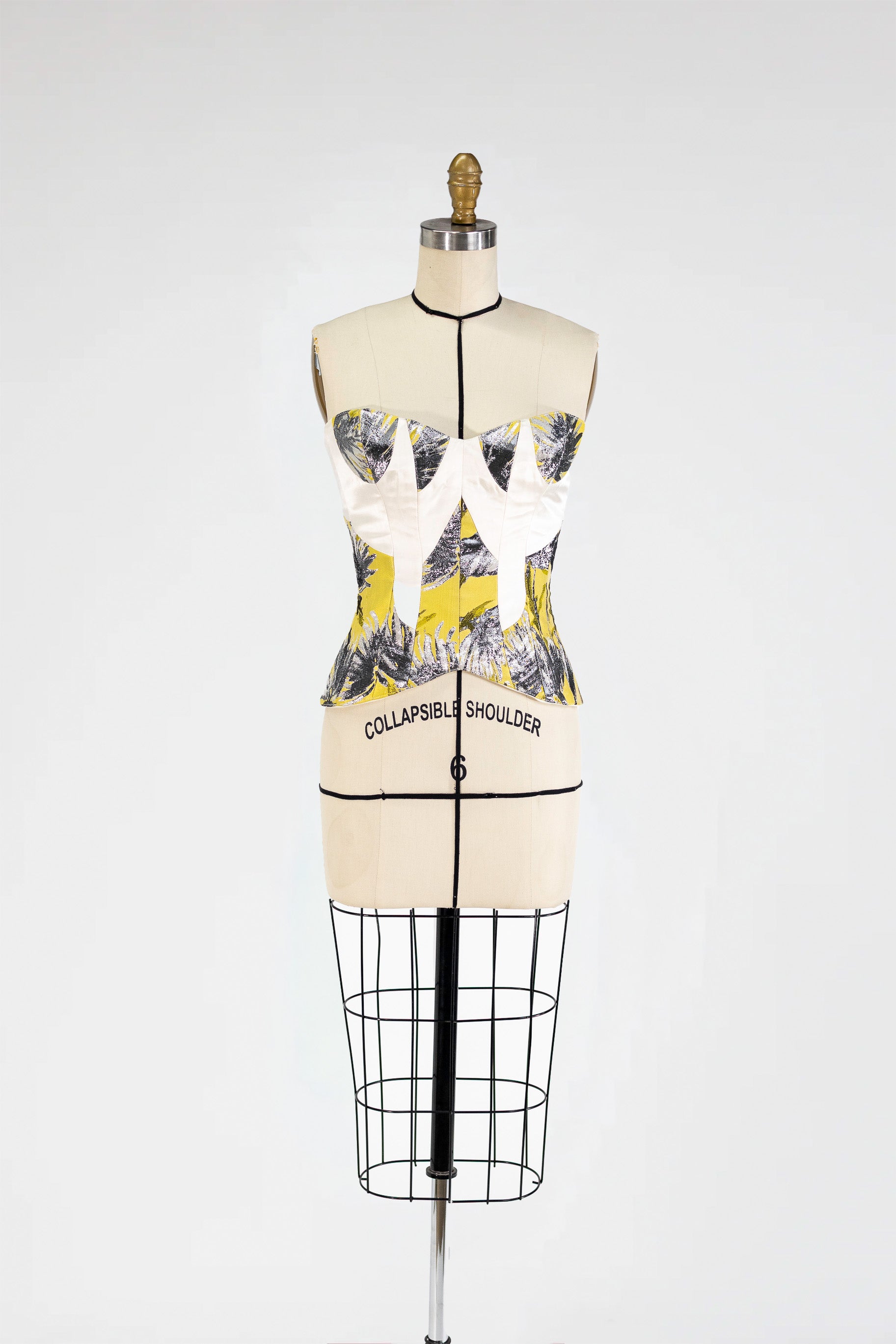 Petal Corset – Structured Silk Jacquard Top with Lace-Up Back