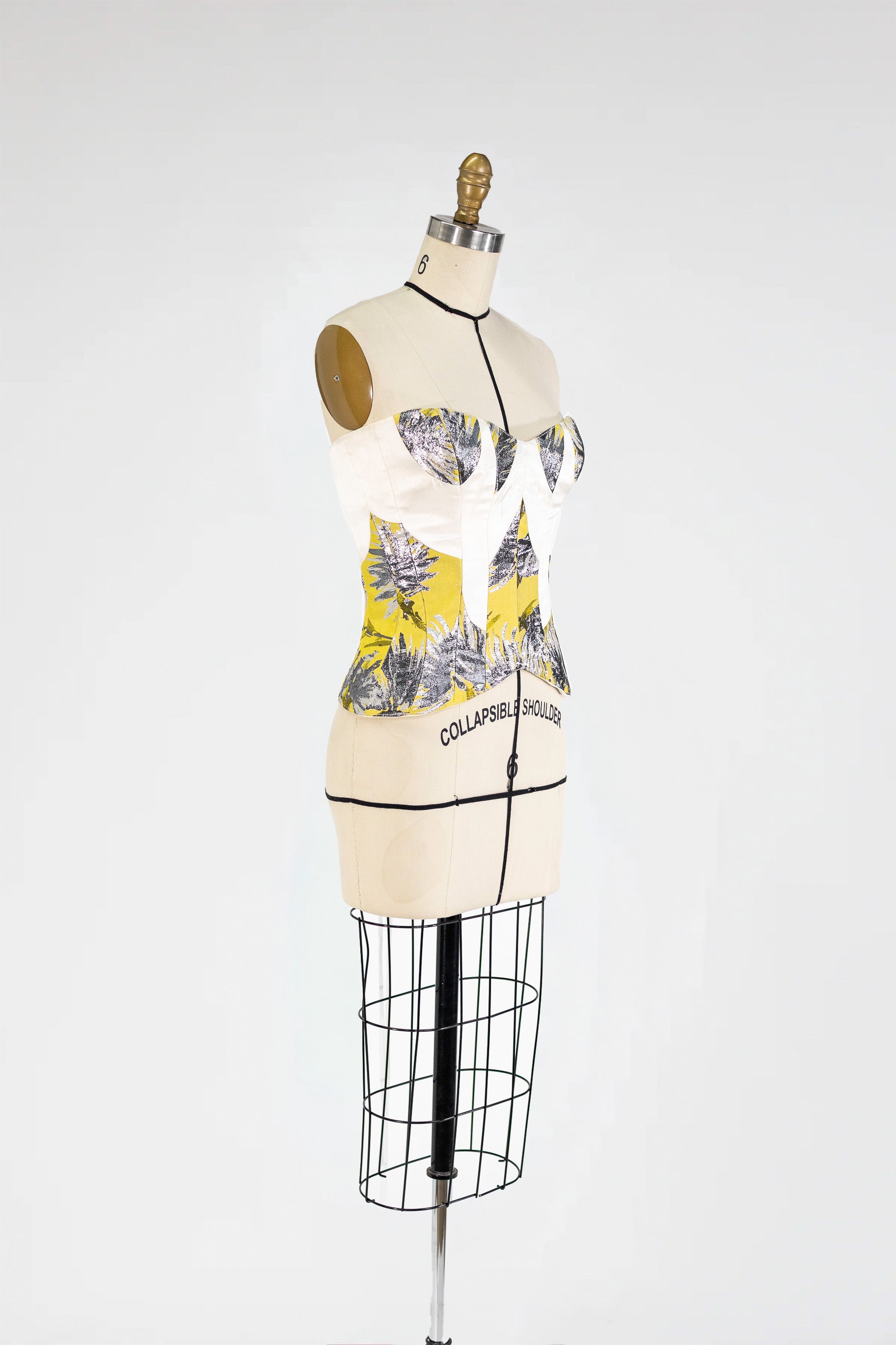 Petal Corset – Structured Silk Jacquard Top with Lace-Up Back