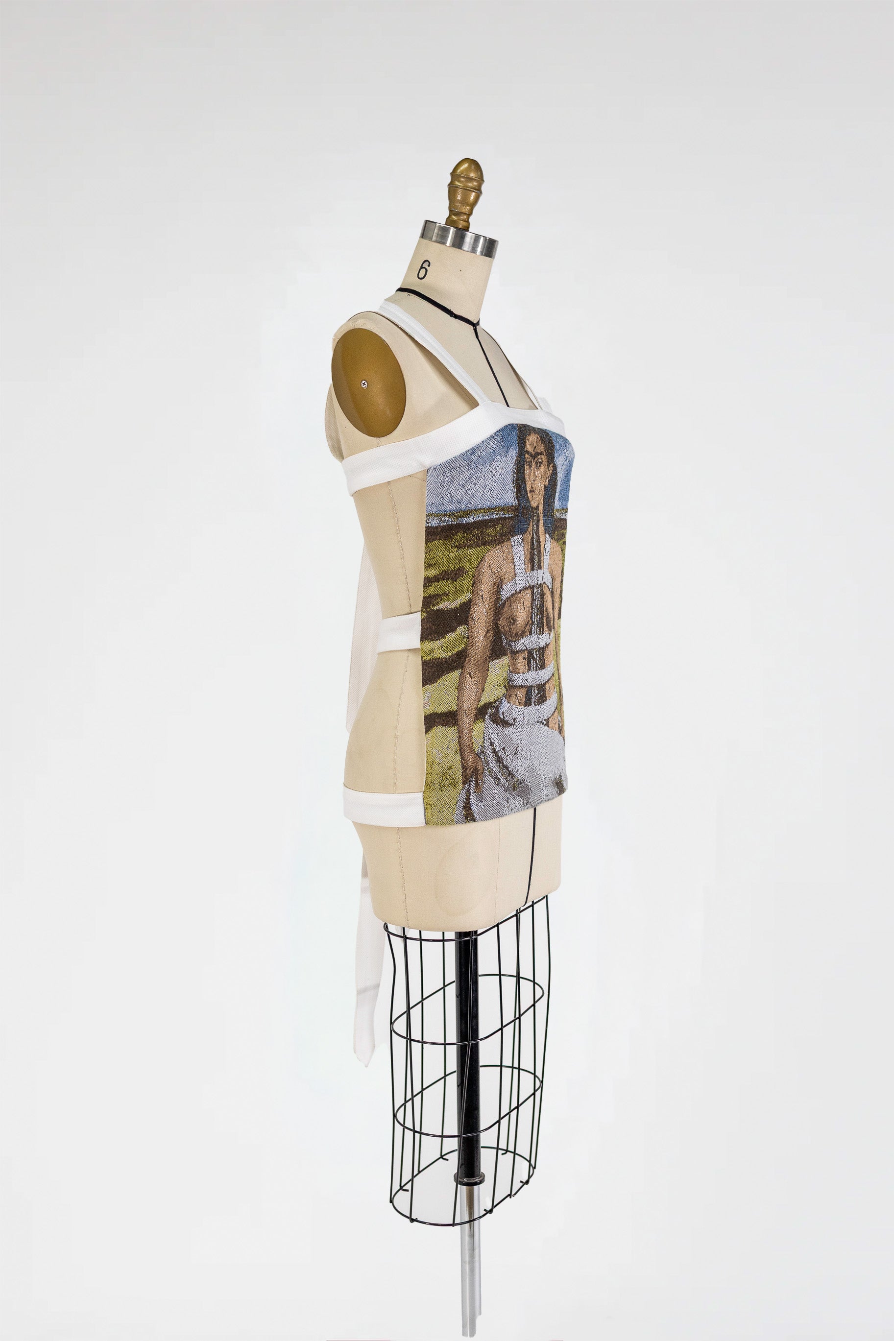 Broken Columns Top – Frida Kahlo Jacquard Portrait Corset