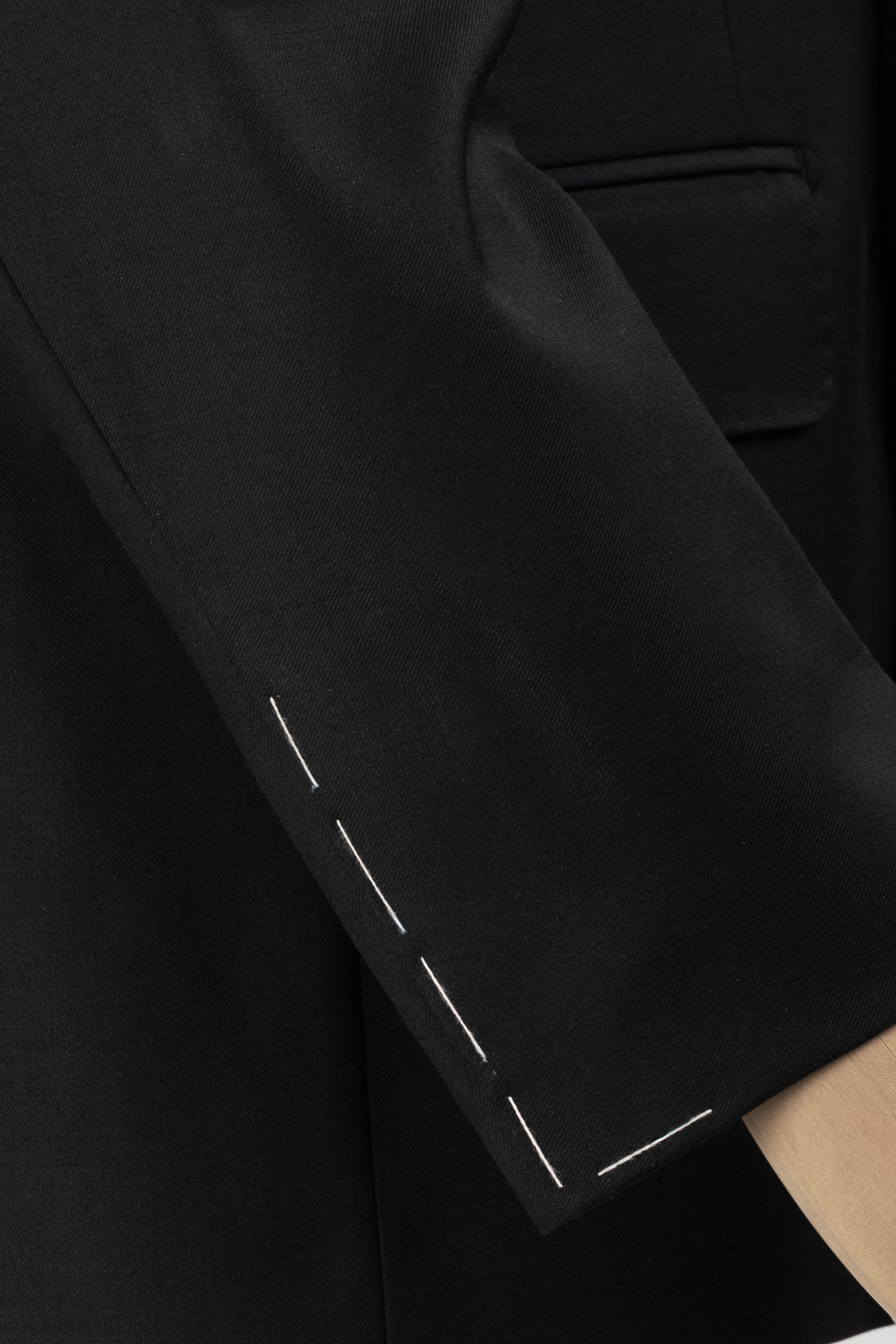 Black Double-Breasted Italian Silk-Wool Blazer