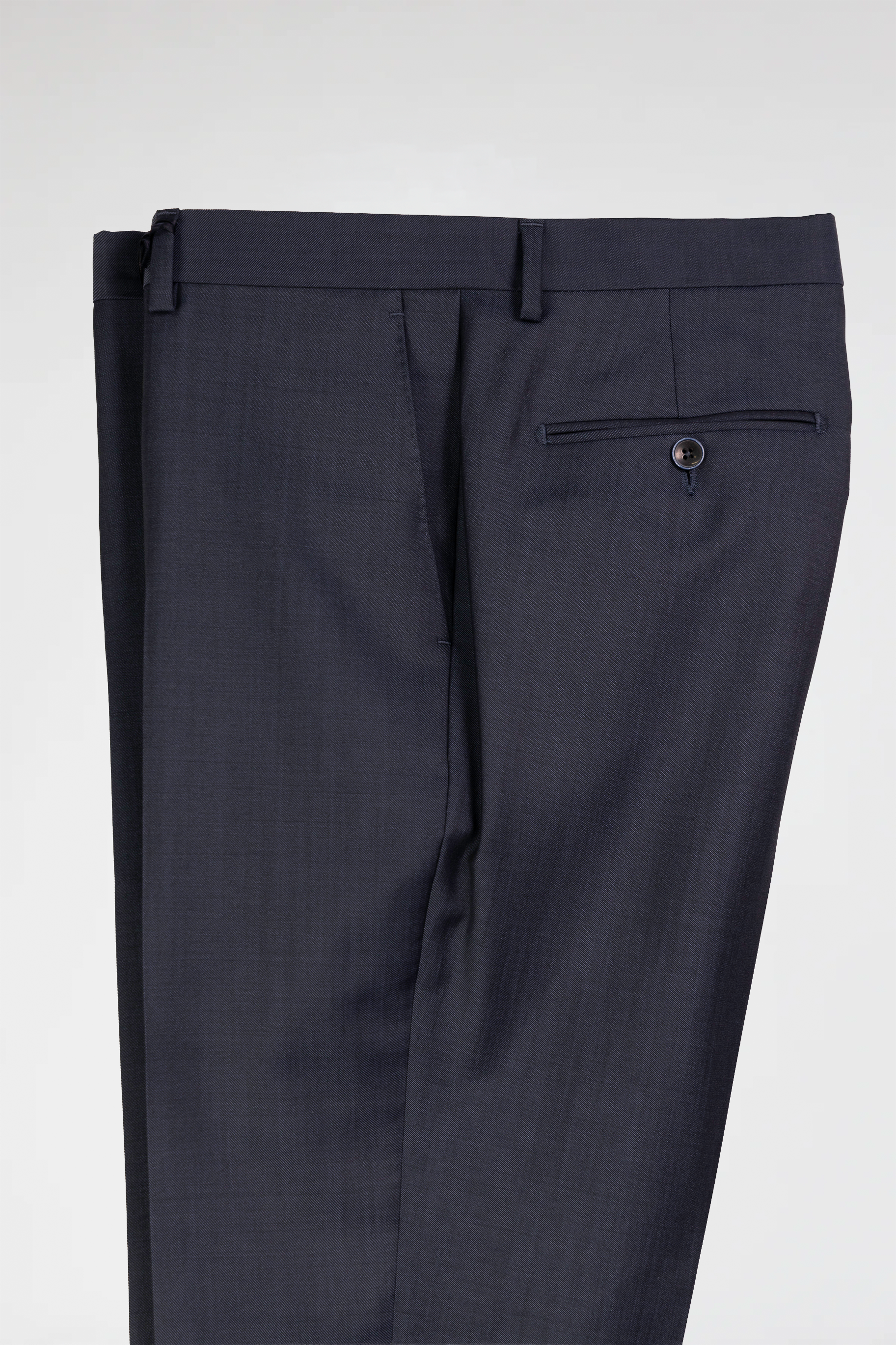 Navy Italian Silk-Wool Trousers