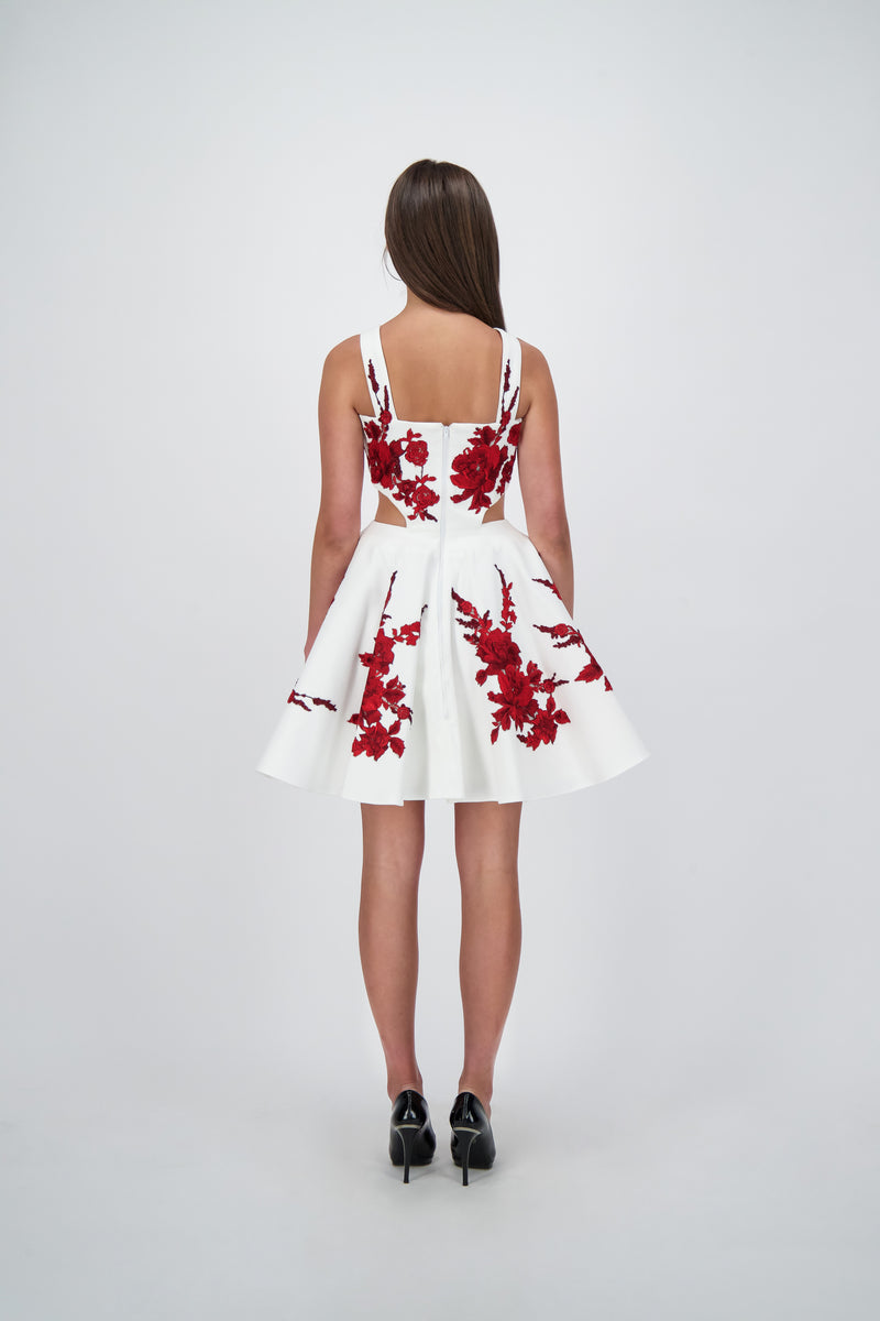 Hand Embroidered Floral Cocktail Dress