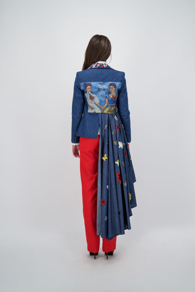 TWO FRIDA HAND EMBROIDERED BUTTERFLY JACKET