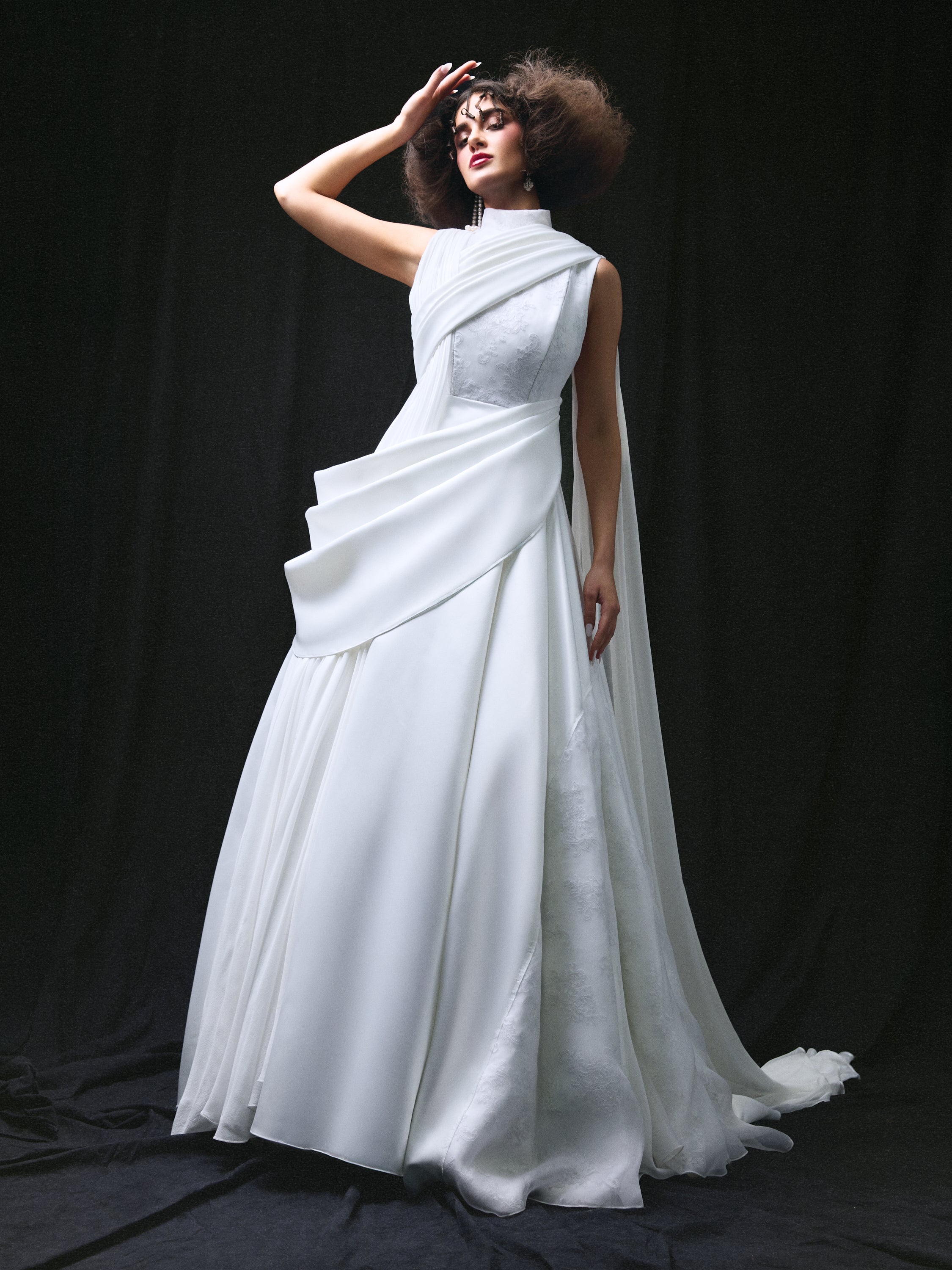 Sculptural Draped Gown