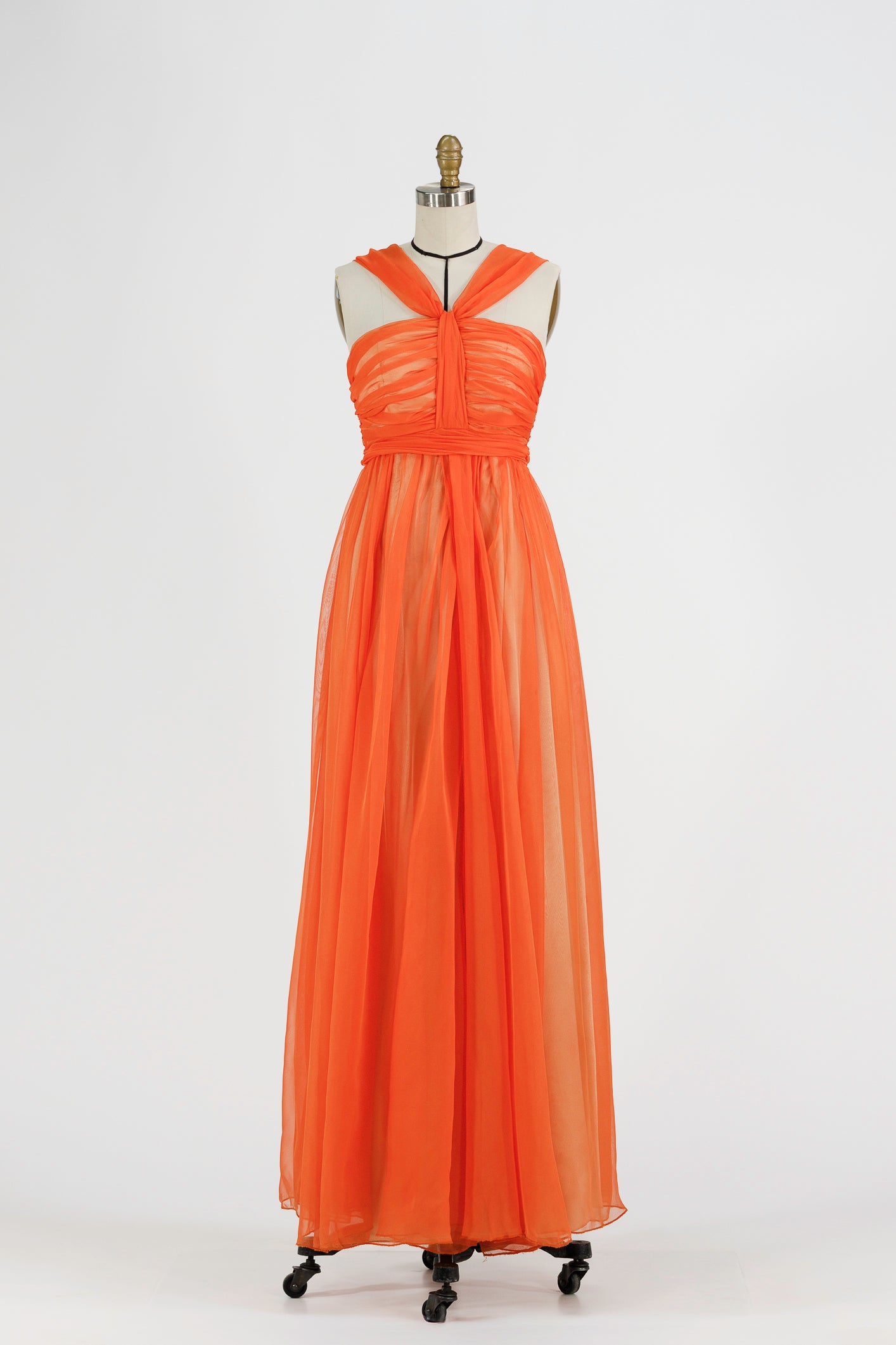 Mirage Silk Chiffon Gown – Sunset Amber