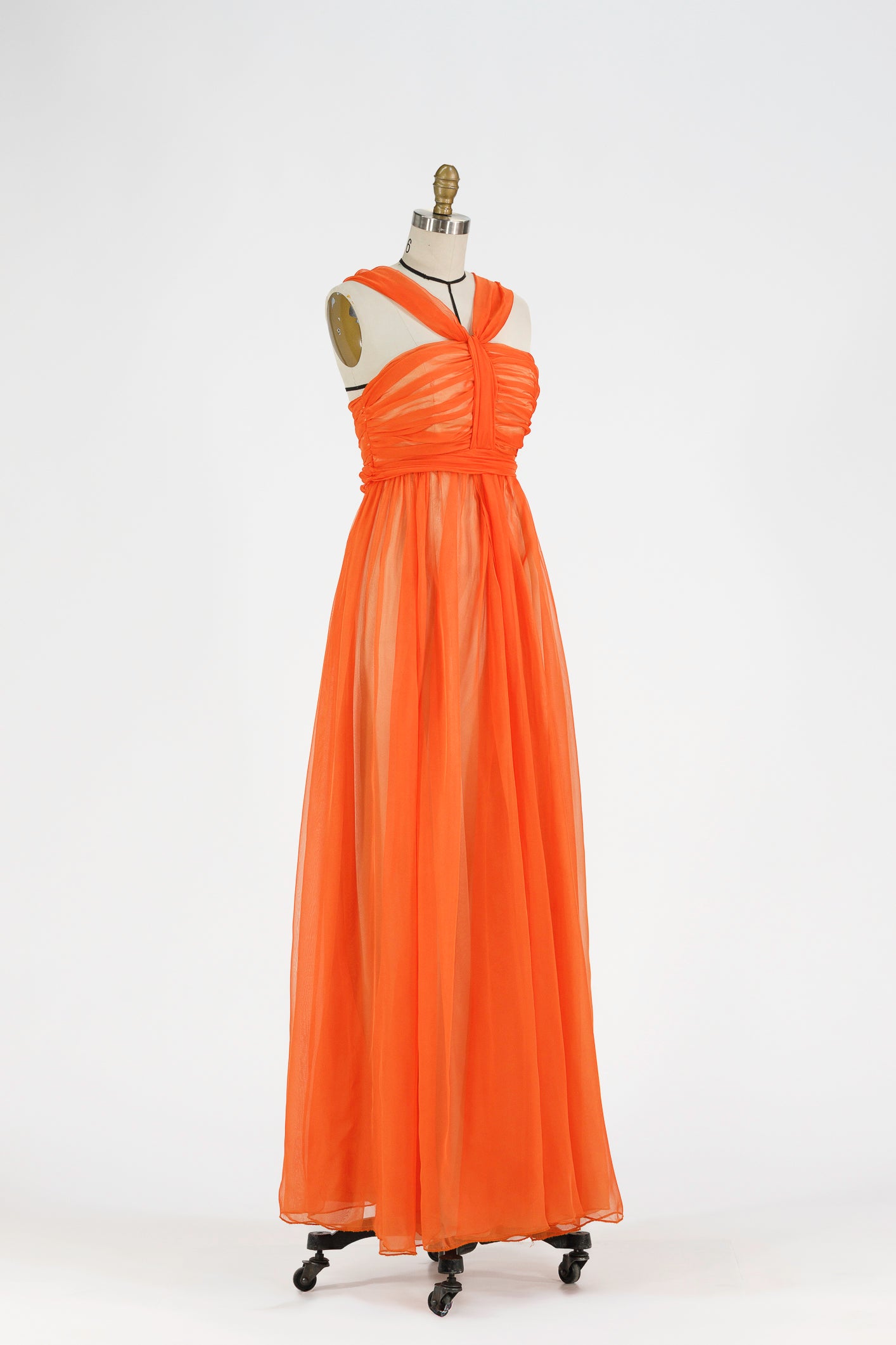 Mirage Silk Chiffon Gown – Sunset Amber