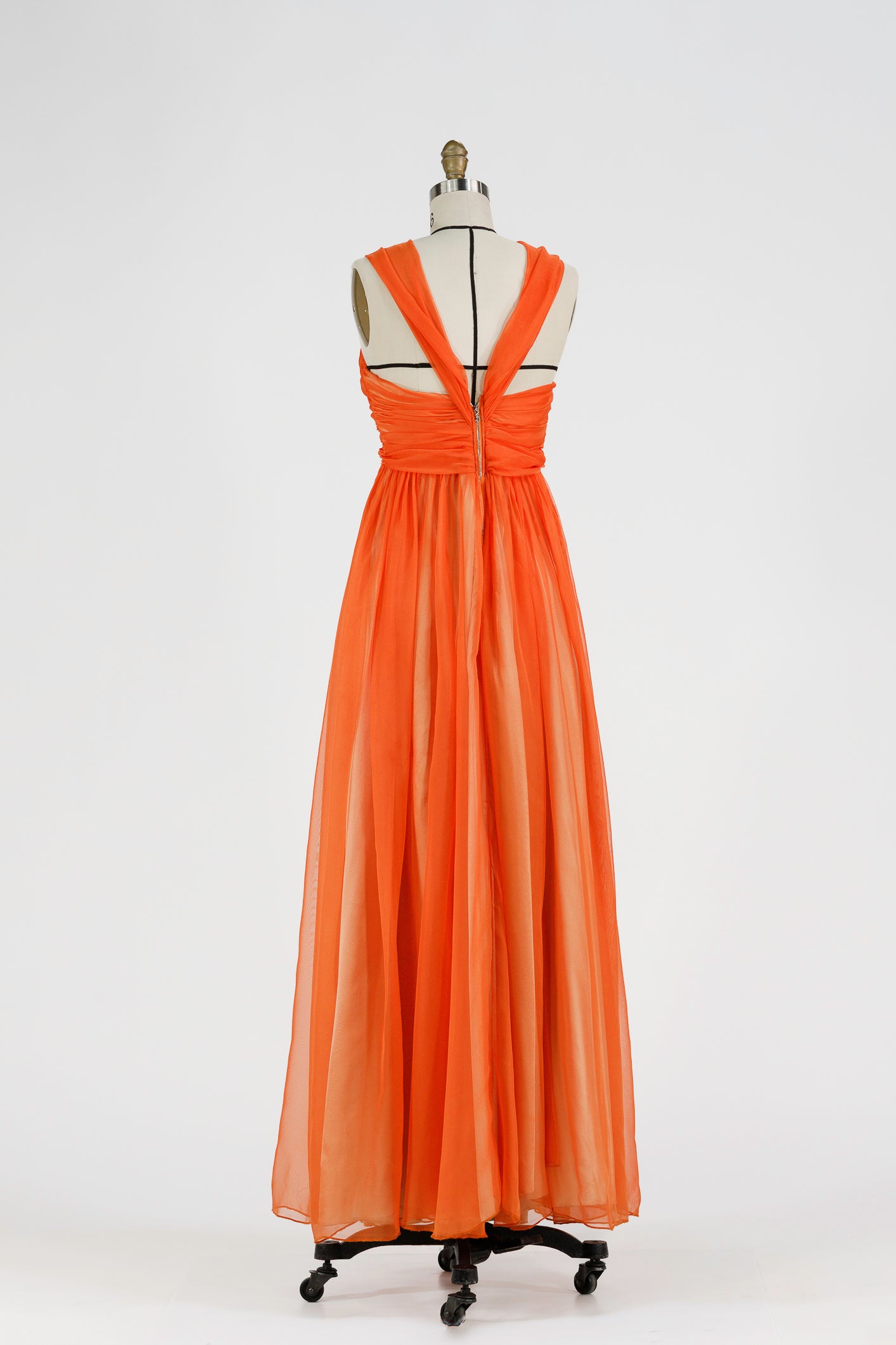 Mirage Silk Chiffon Gown – Sunset Amber