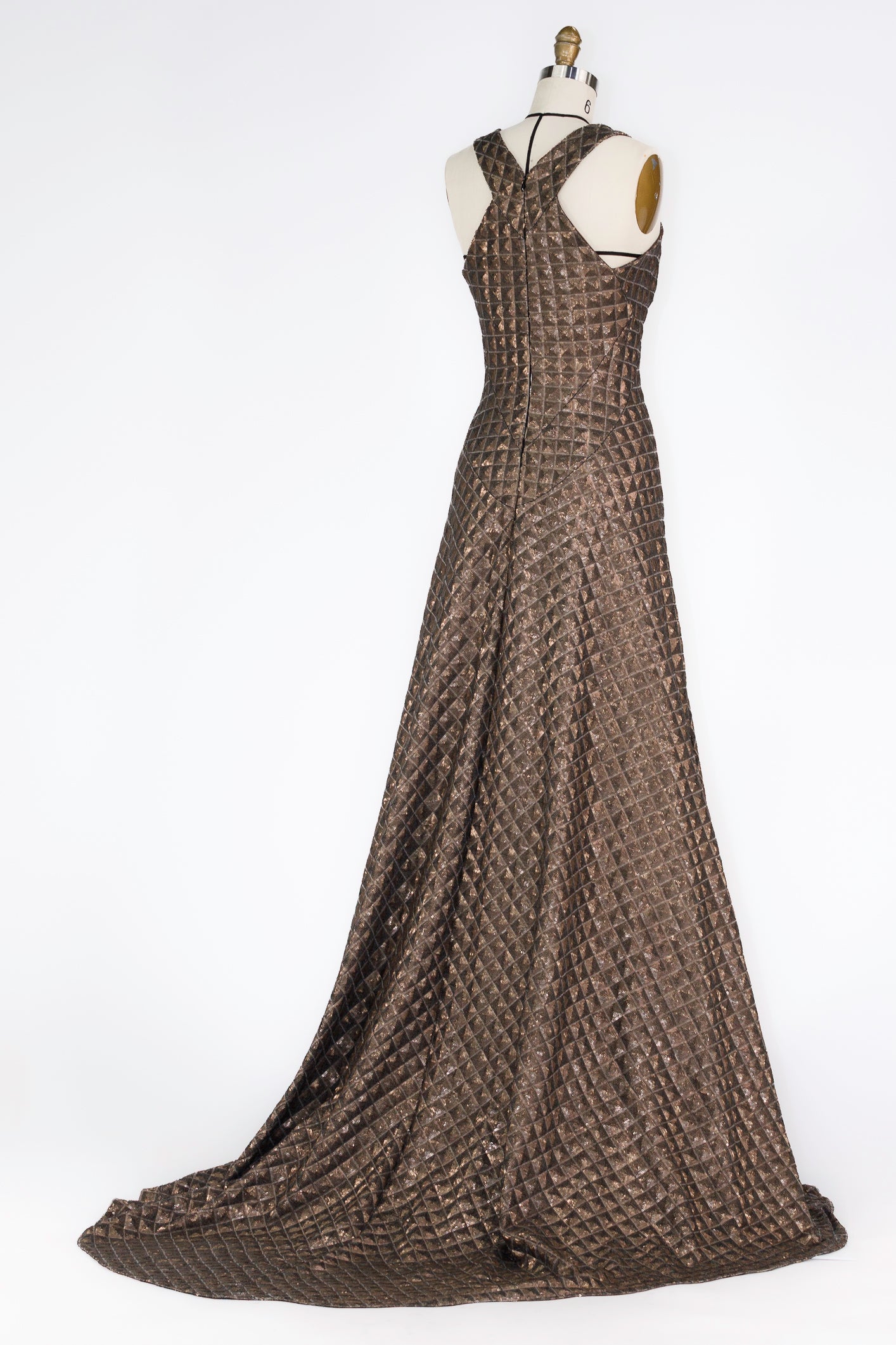 Quilted Bronze Evening Gown