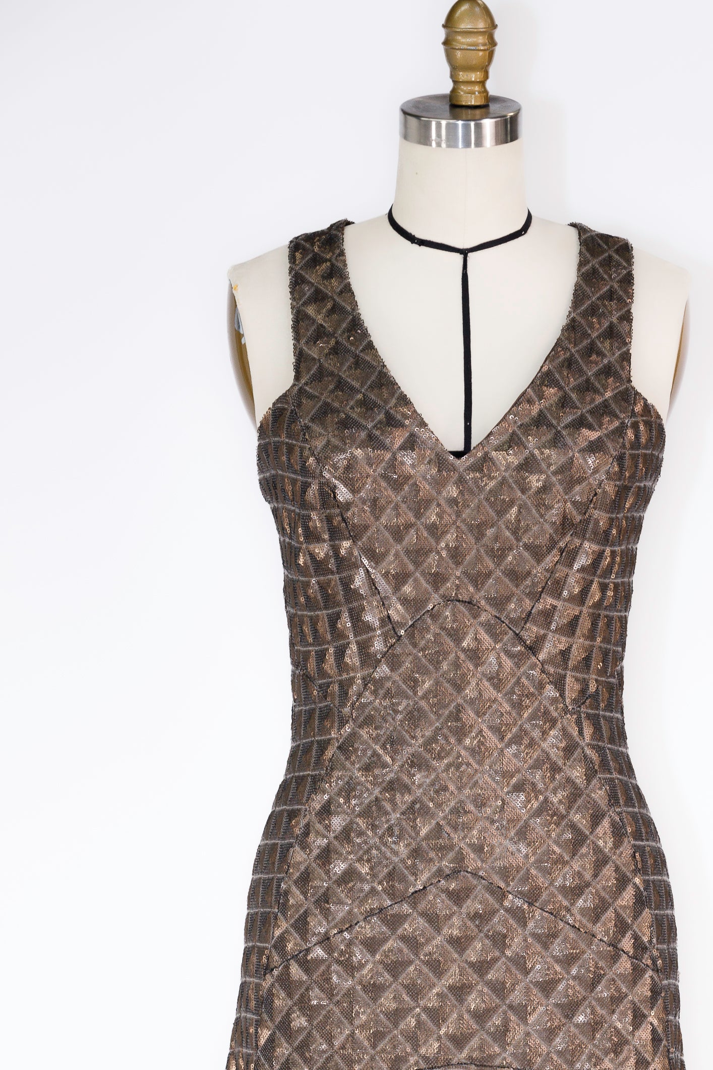 Quilted Bronze Evening Gown