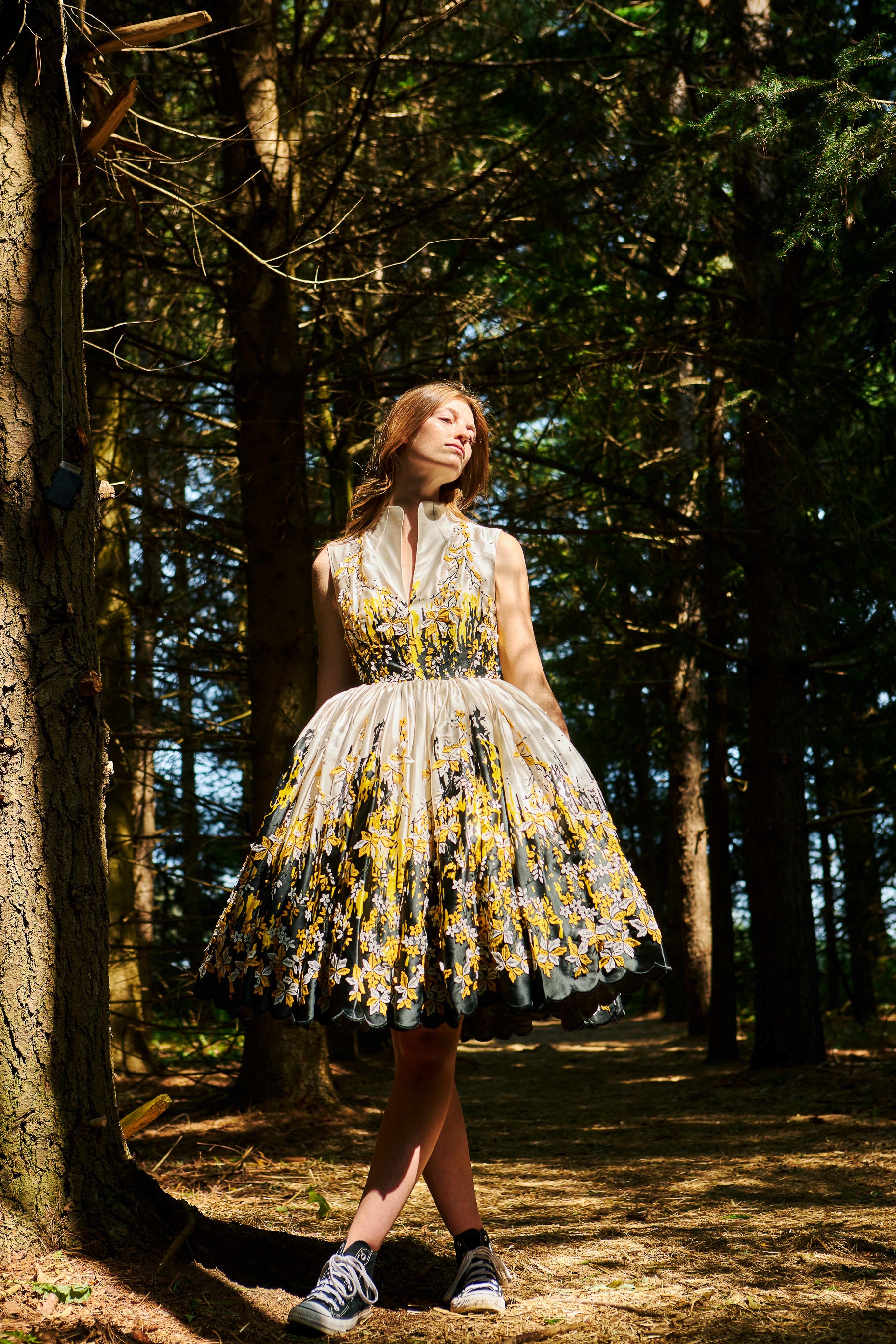 Hand  Painted Floral Embroidered Dress