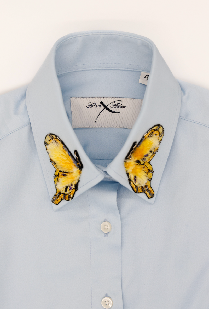 Hand Embroidered Butterfly Shirt