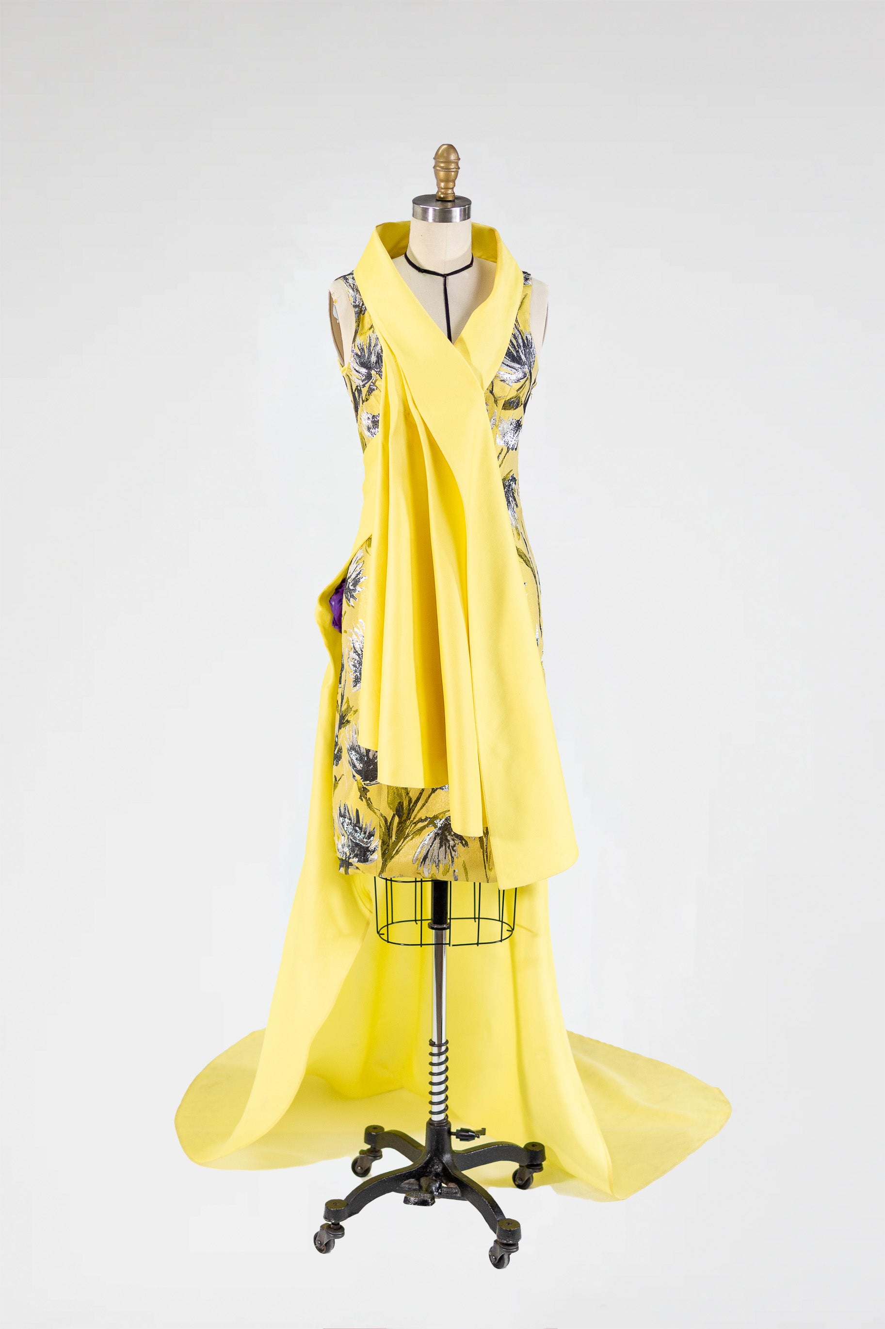 Golden Bloom Drape Gown