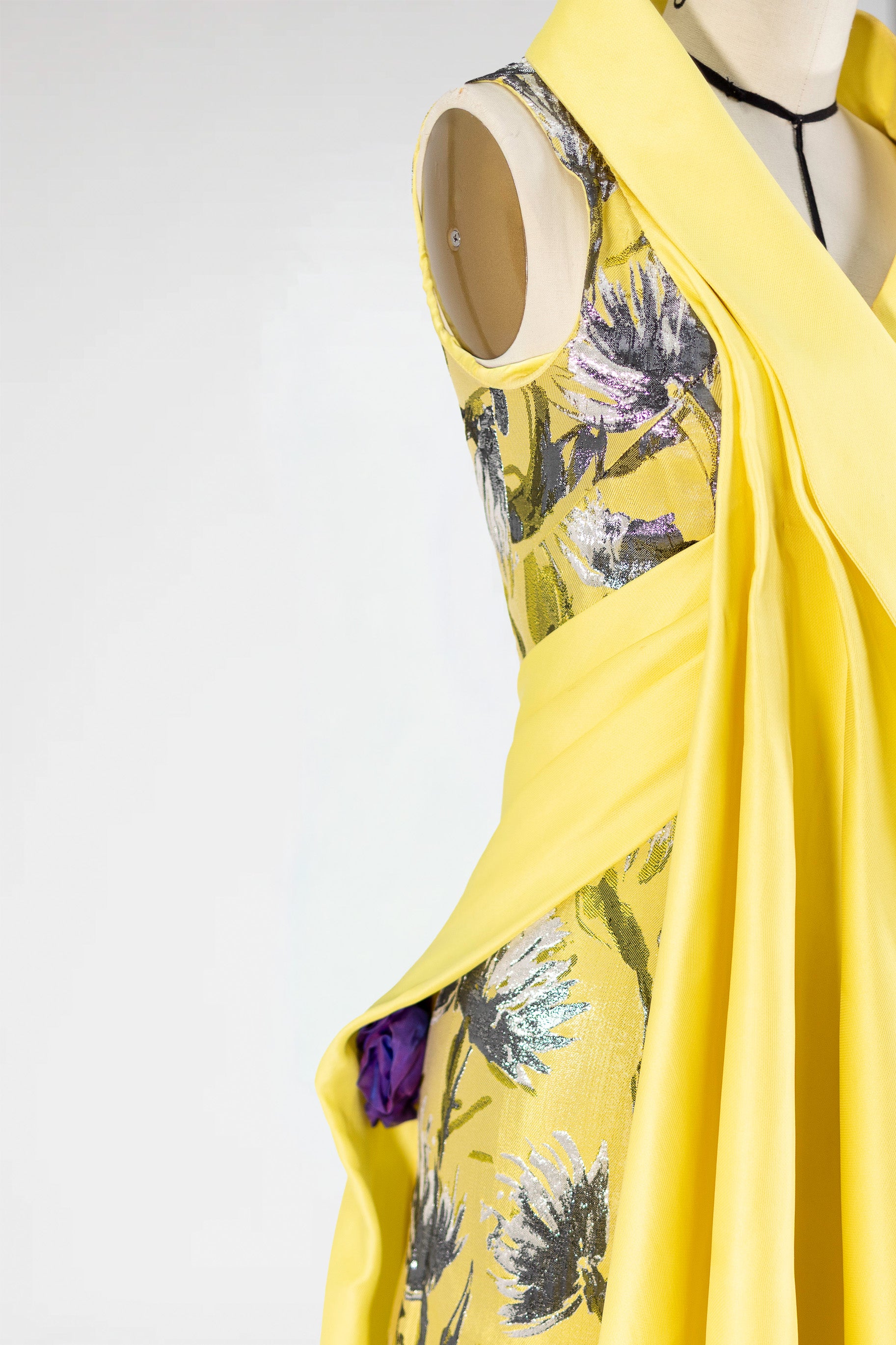Golden Bloom Drape Gown
