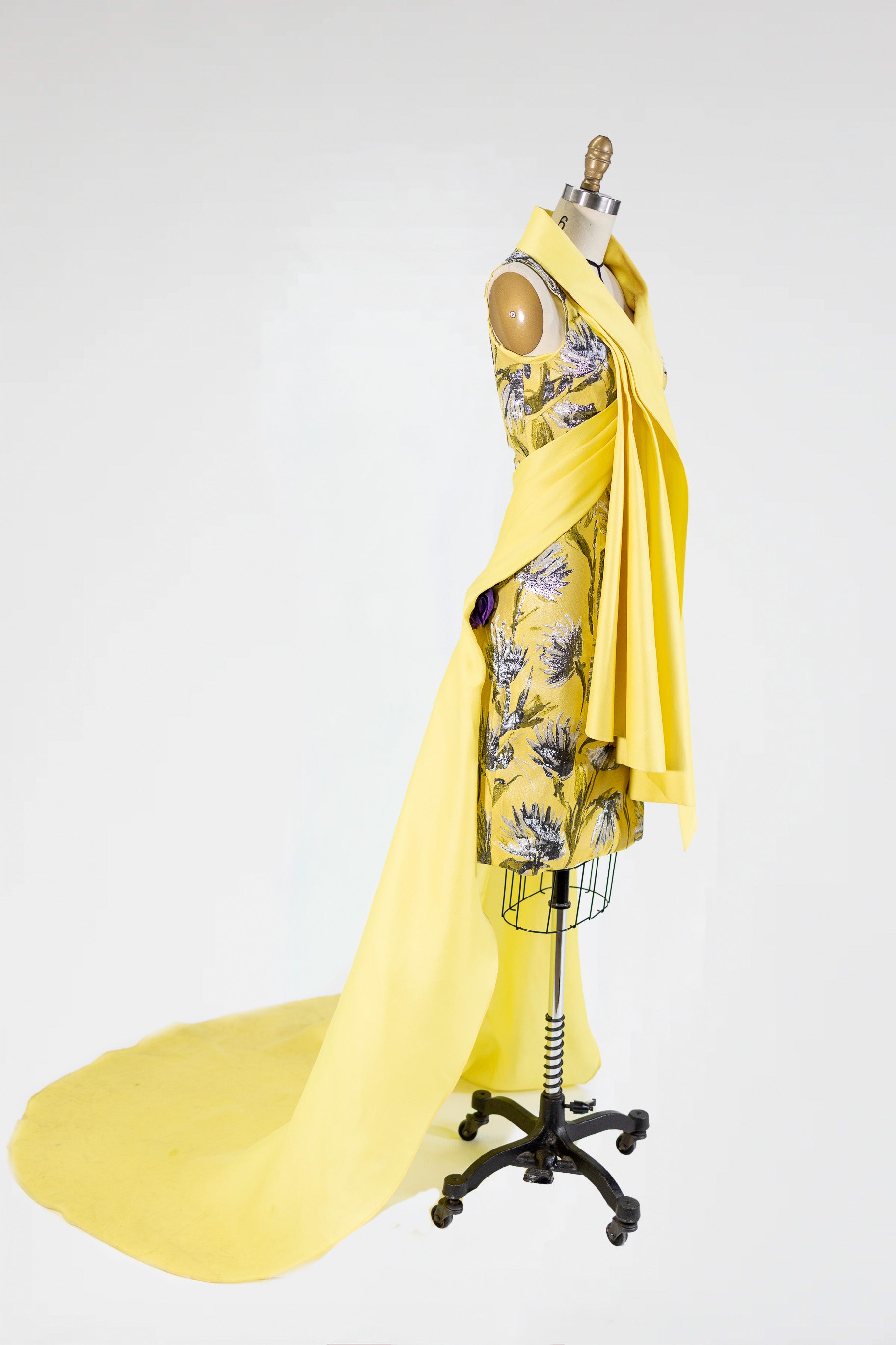 Golden Bloom Drape Gown