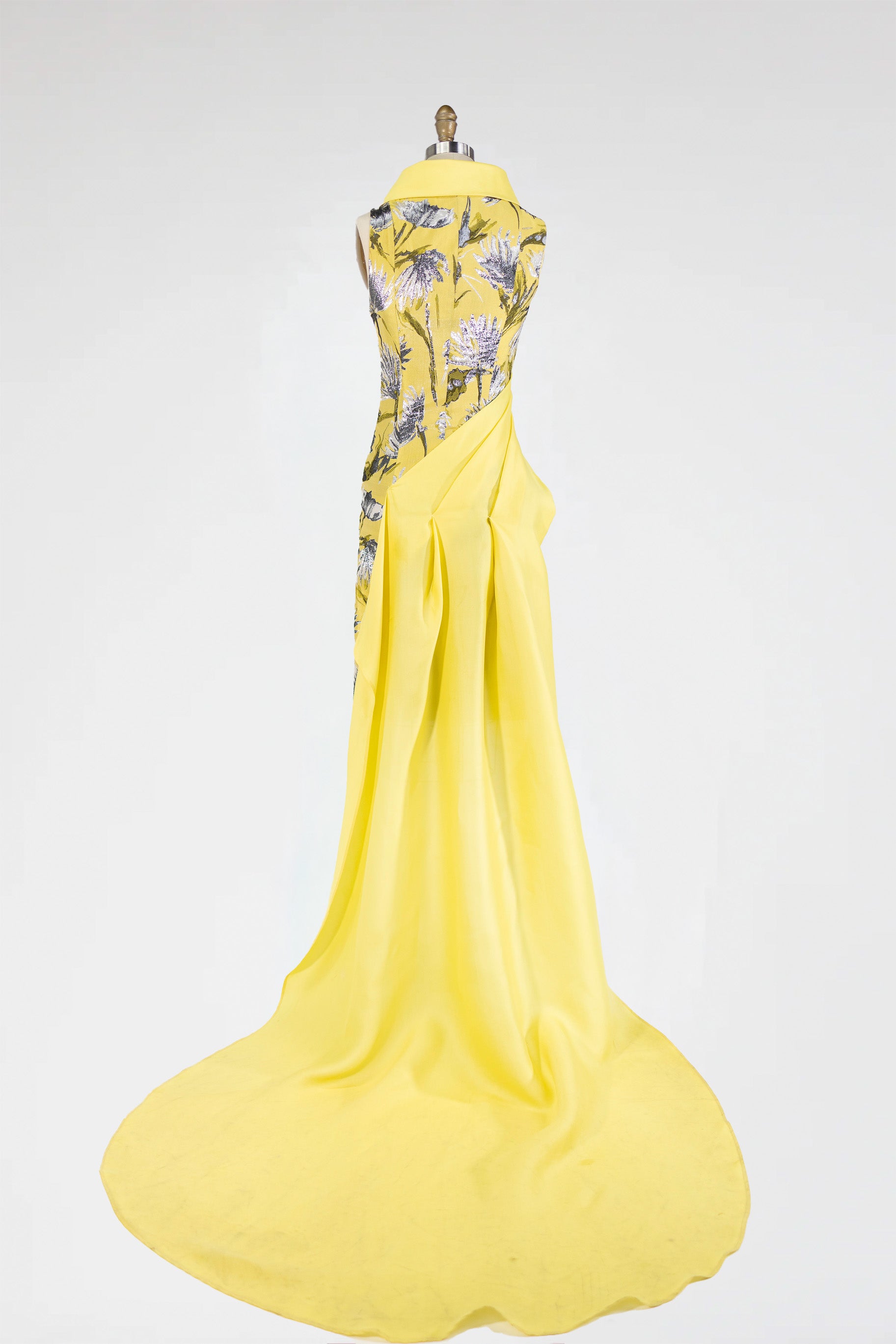 Golden Bloom Drape Gown