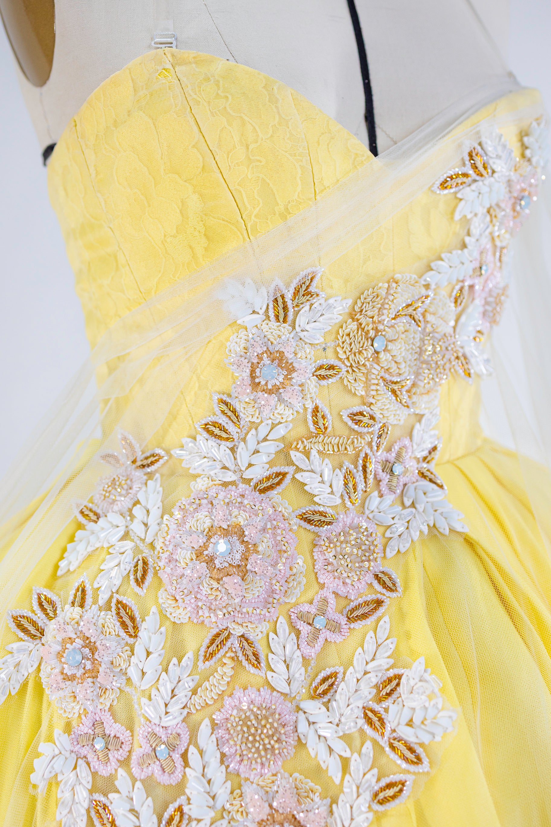 Embroidered High-Low Silk Gown