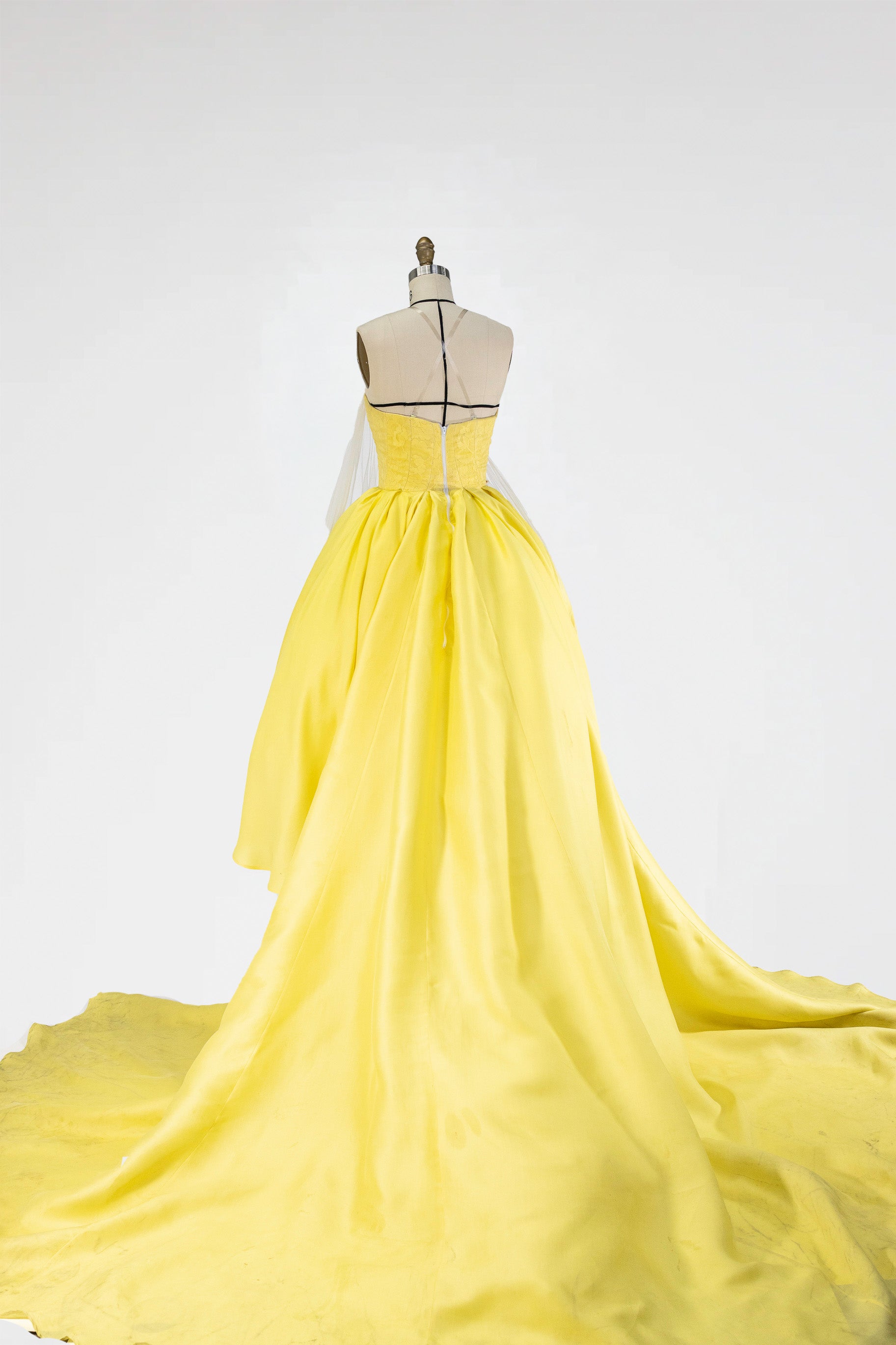 Embroidered High-Low Silk Gown