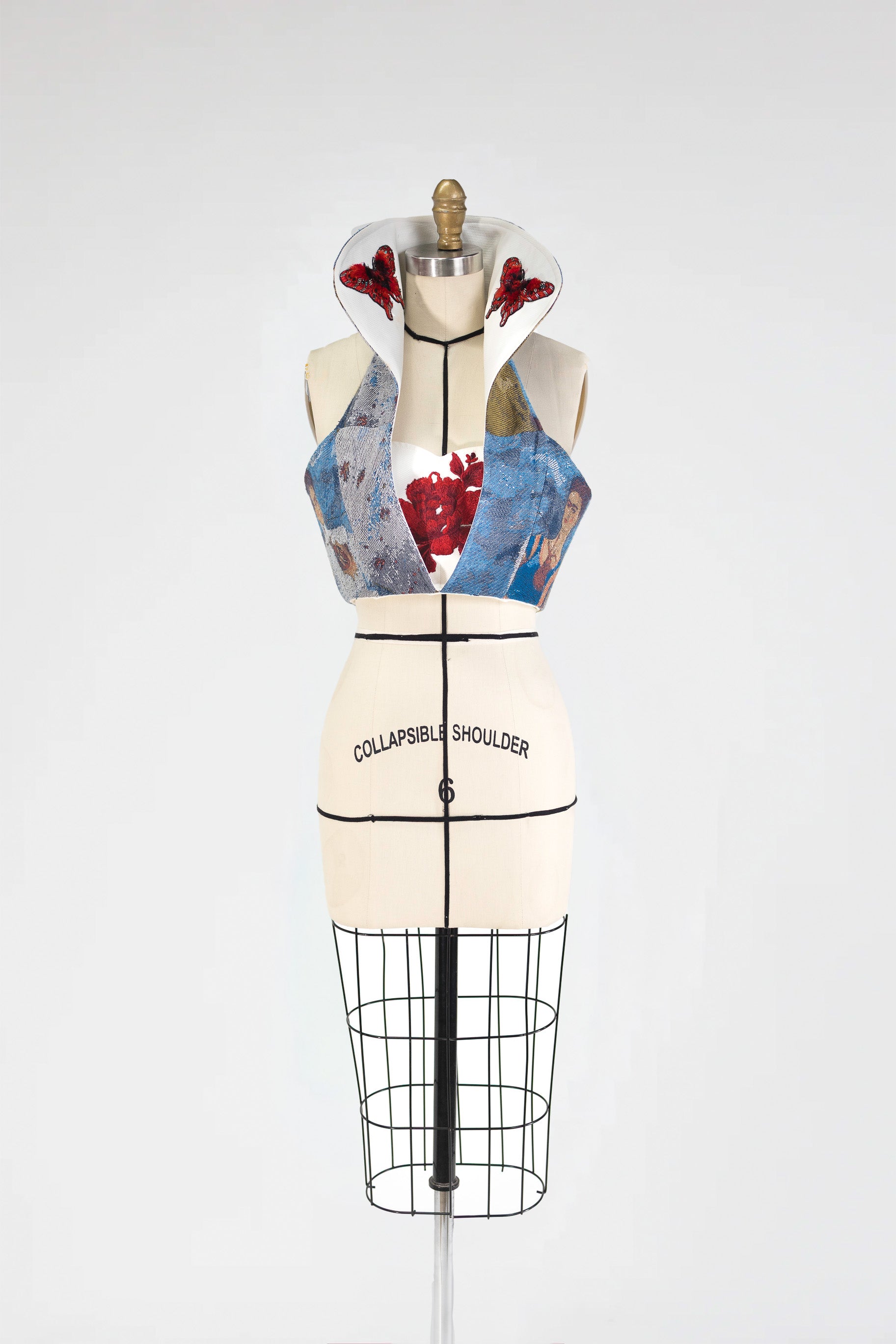 TWO FRIDA HAND EMBROIDERED HIGH NECK TOP