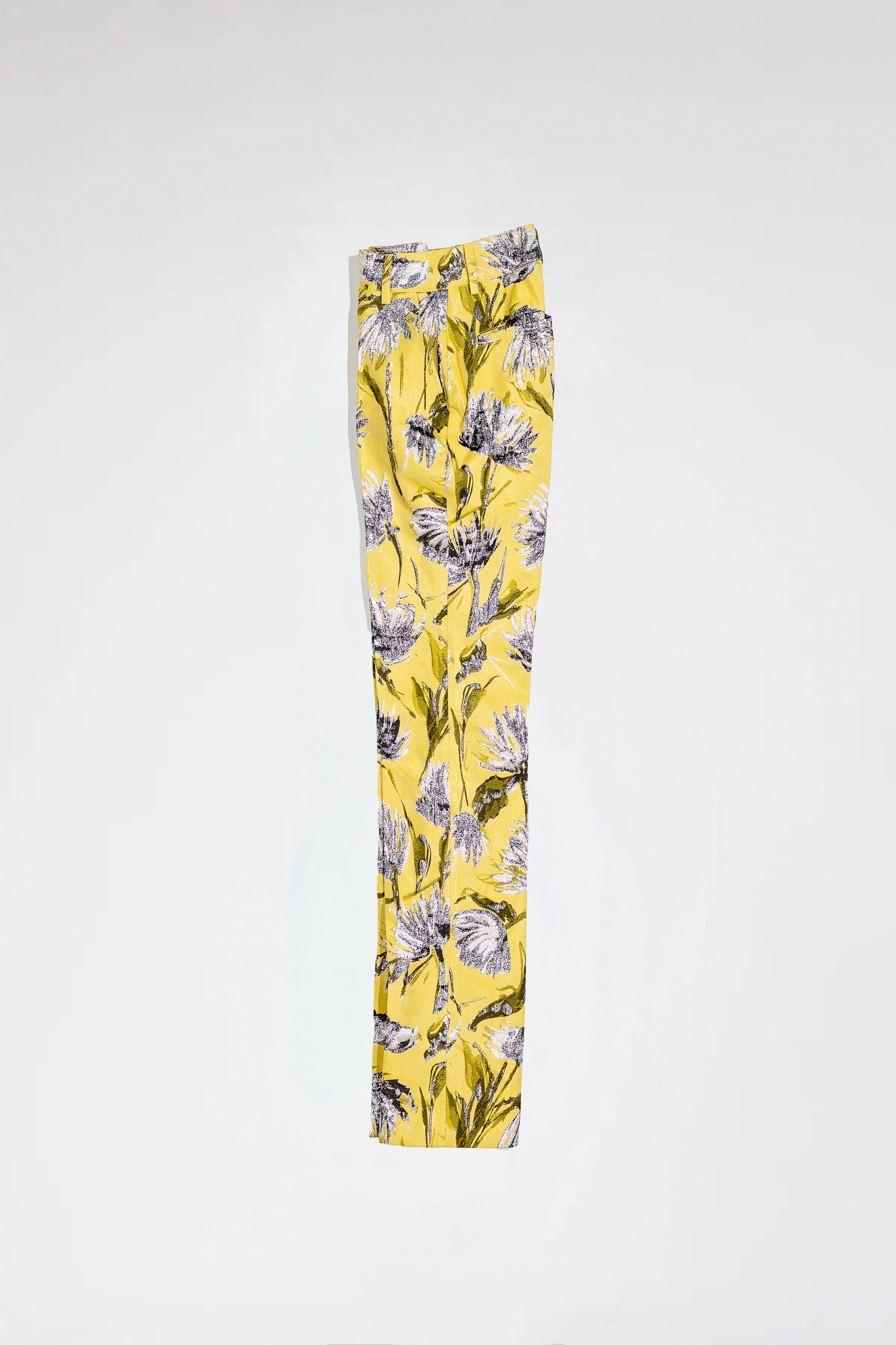 Golden Botanica Trousers – Tailored Floral Jacquard Pants