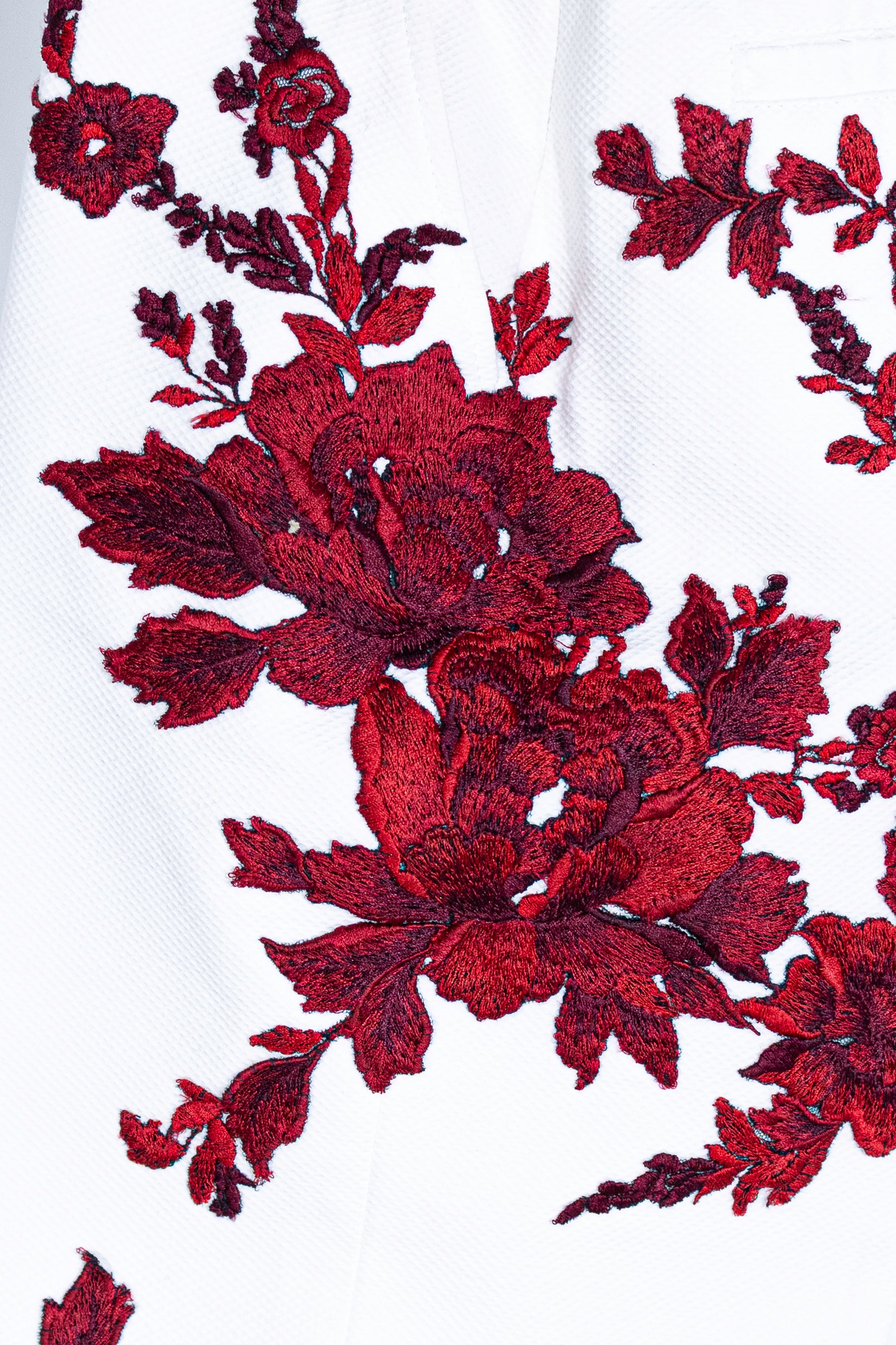 Crimson Peony Trousers – with Red Embroidery