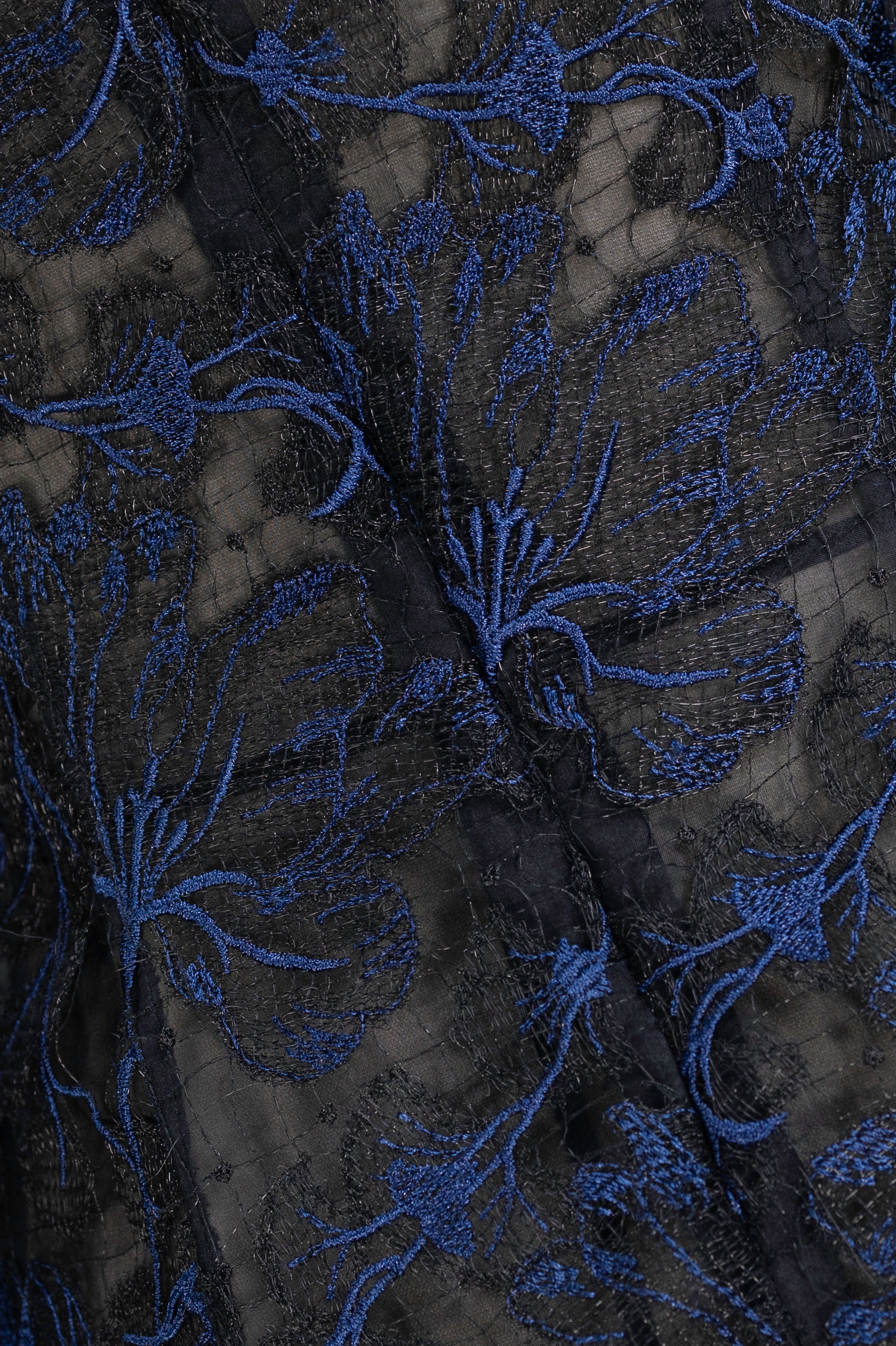 Bloom Dress – Embroidered Midnight Lace with Sheer Organza