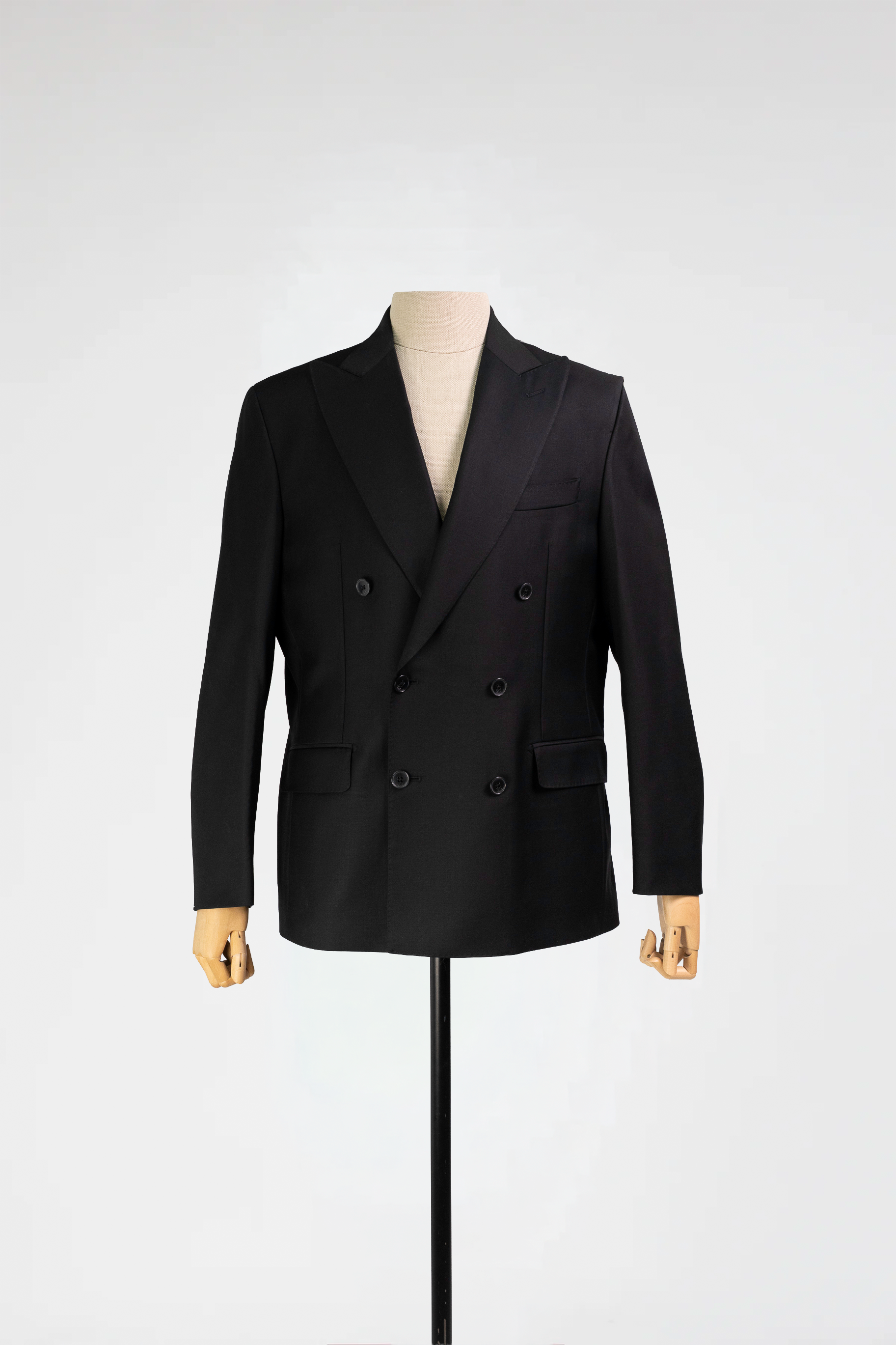 Black Double-Breasted Italian Silk-Wool Blazer