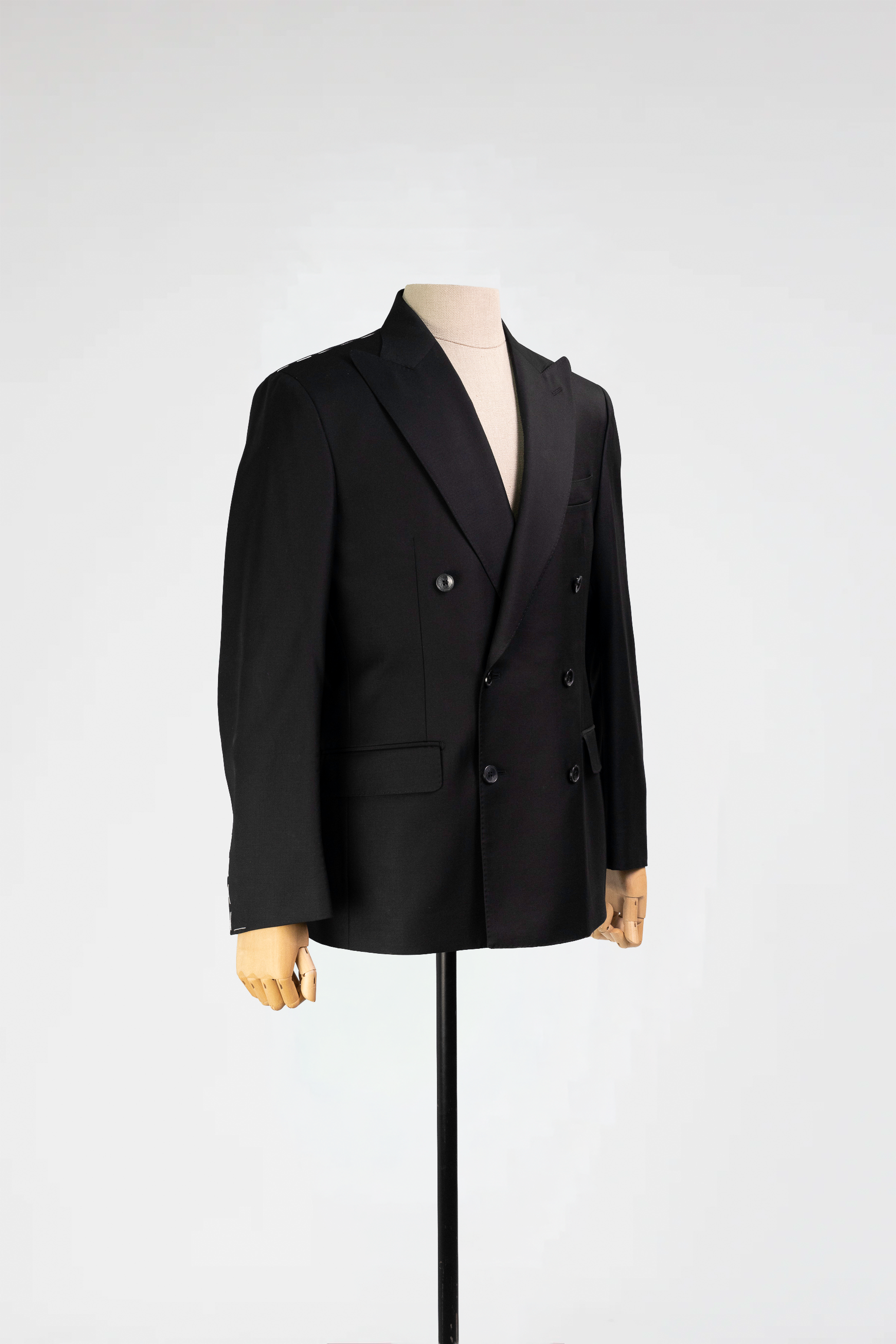 Black Double-Breasted Italian Silk-Wool Blazer