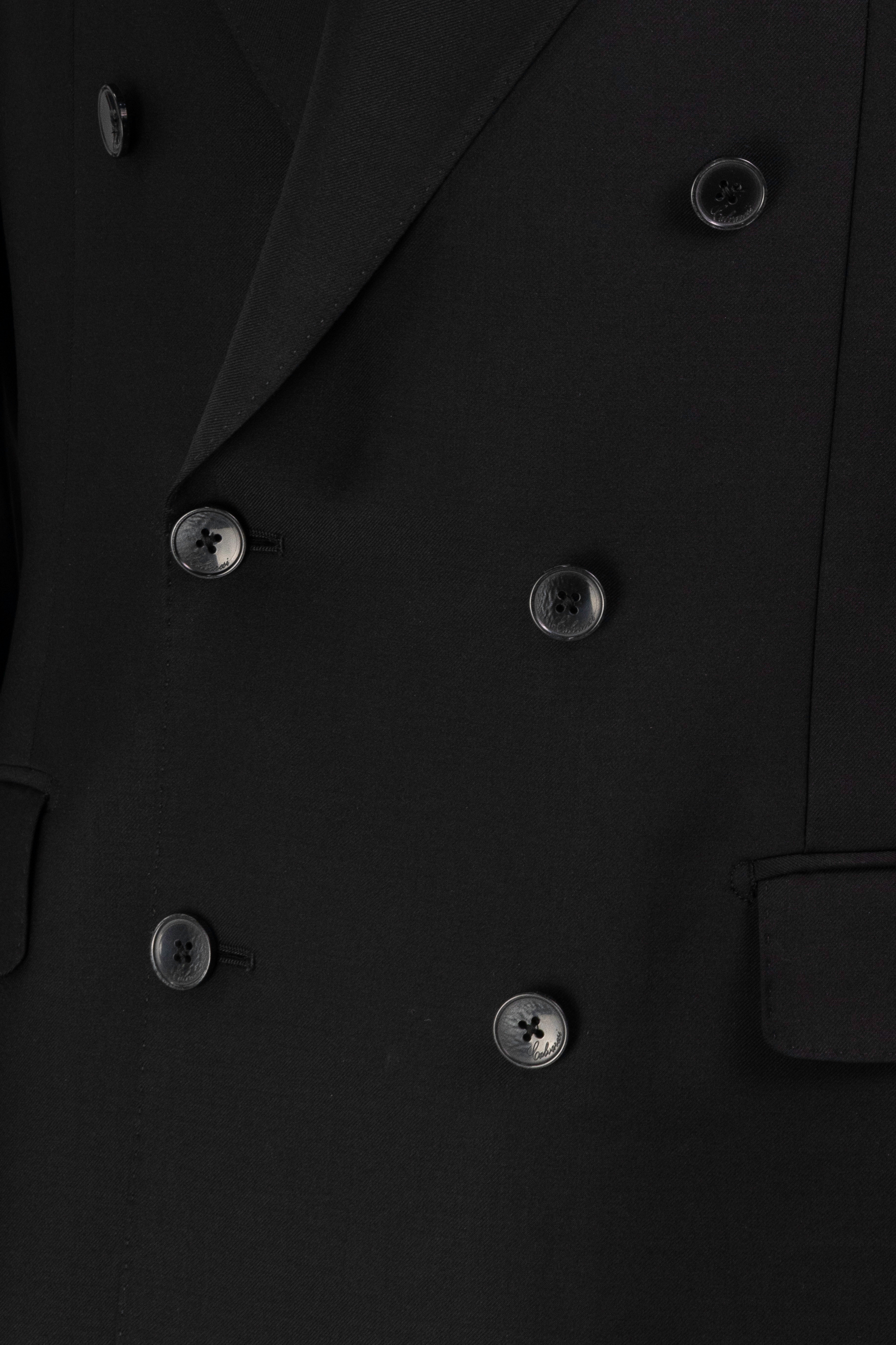 Black Double-Breasted Italian Silk-Wool Blazer