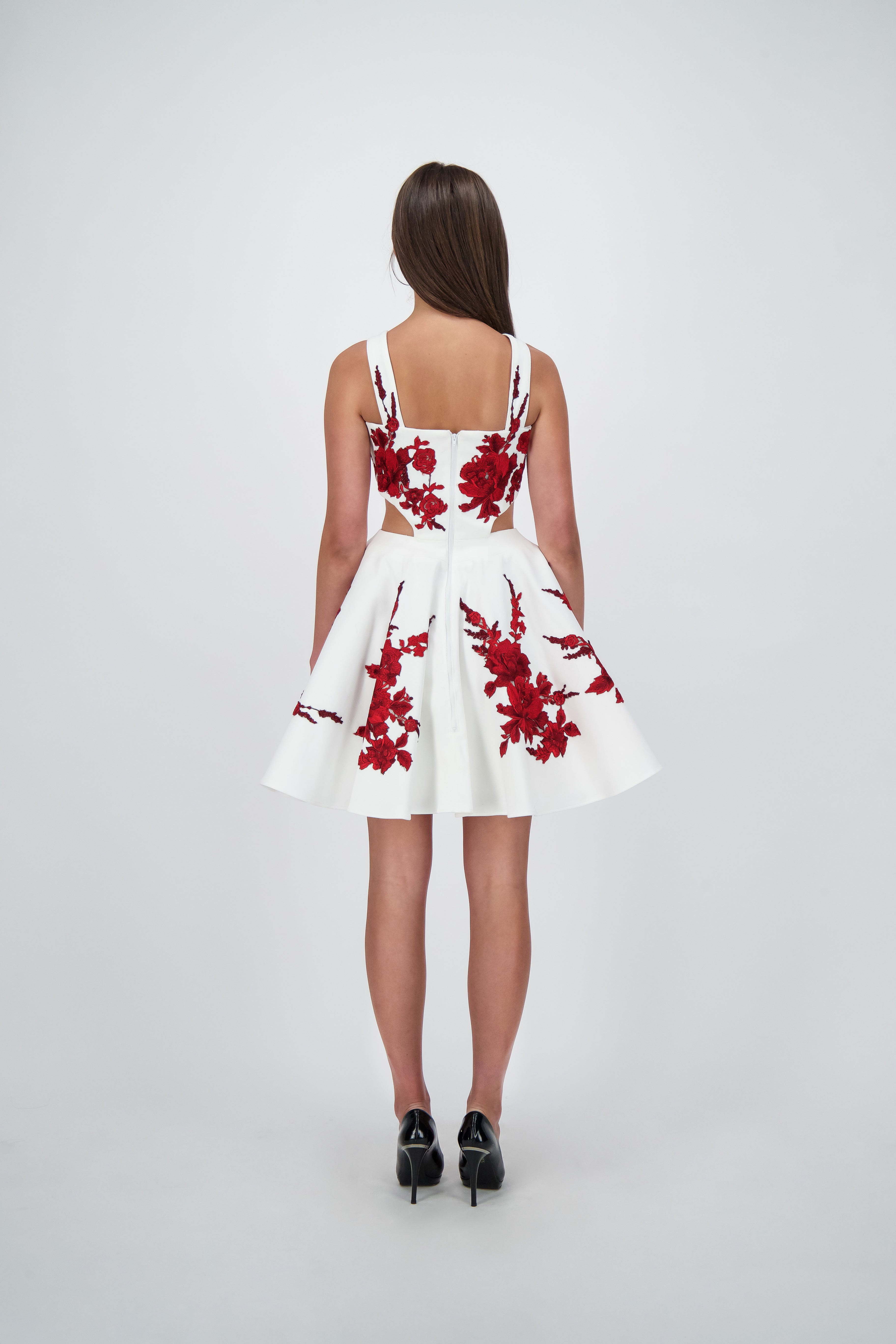 Hand Embroidered Floral Cocktail Dress