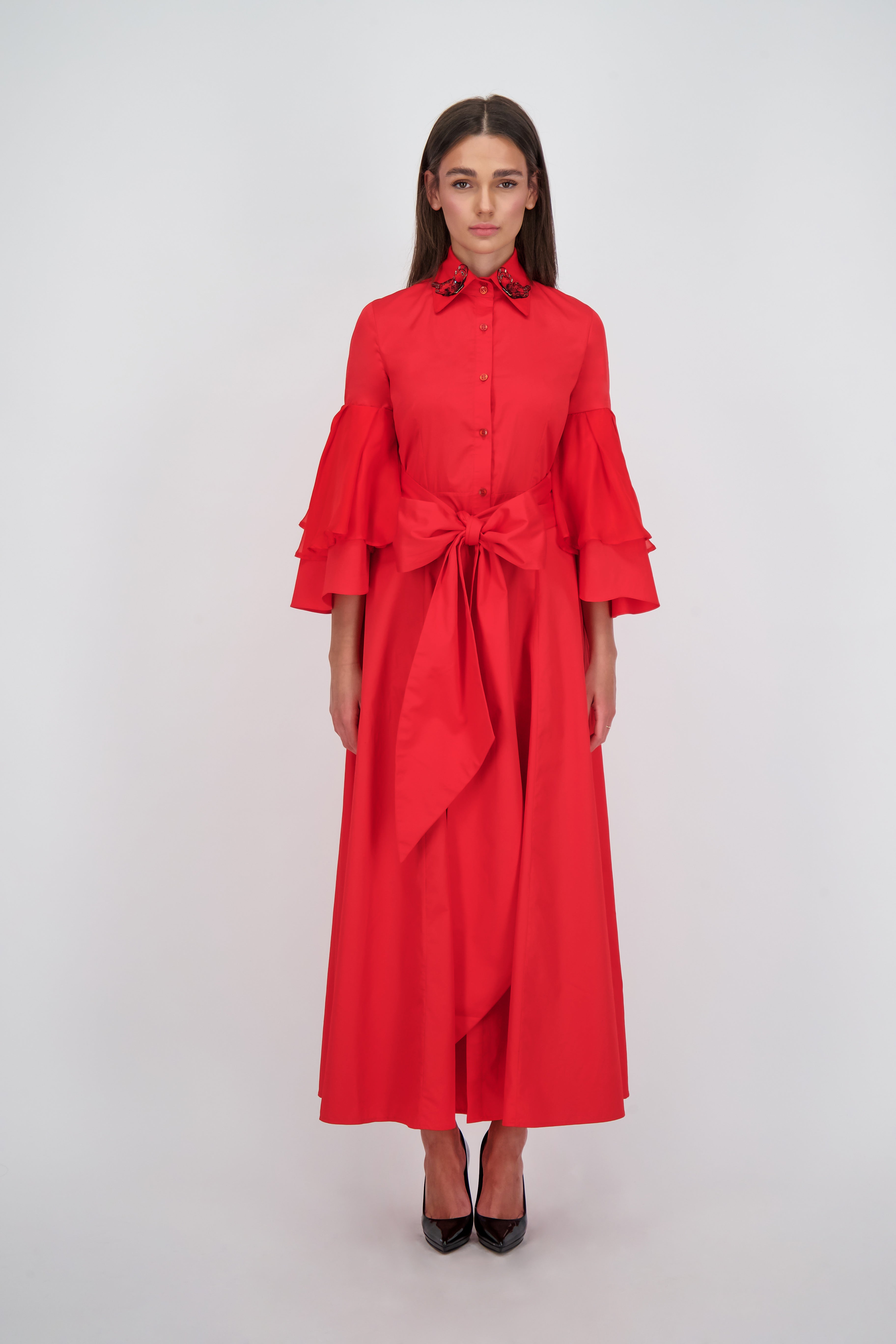 Ruby Silk Chiffon Cotton Midi Dress