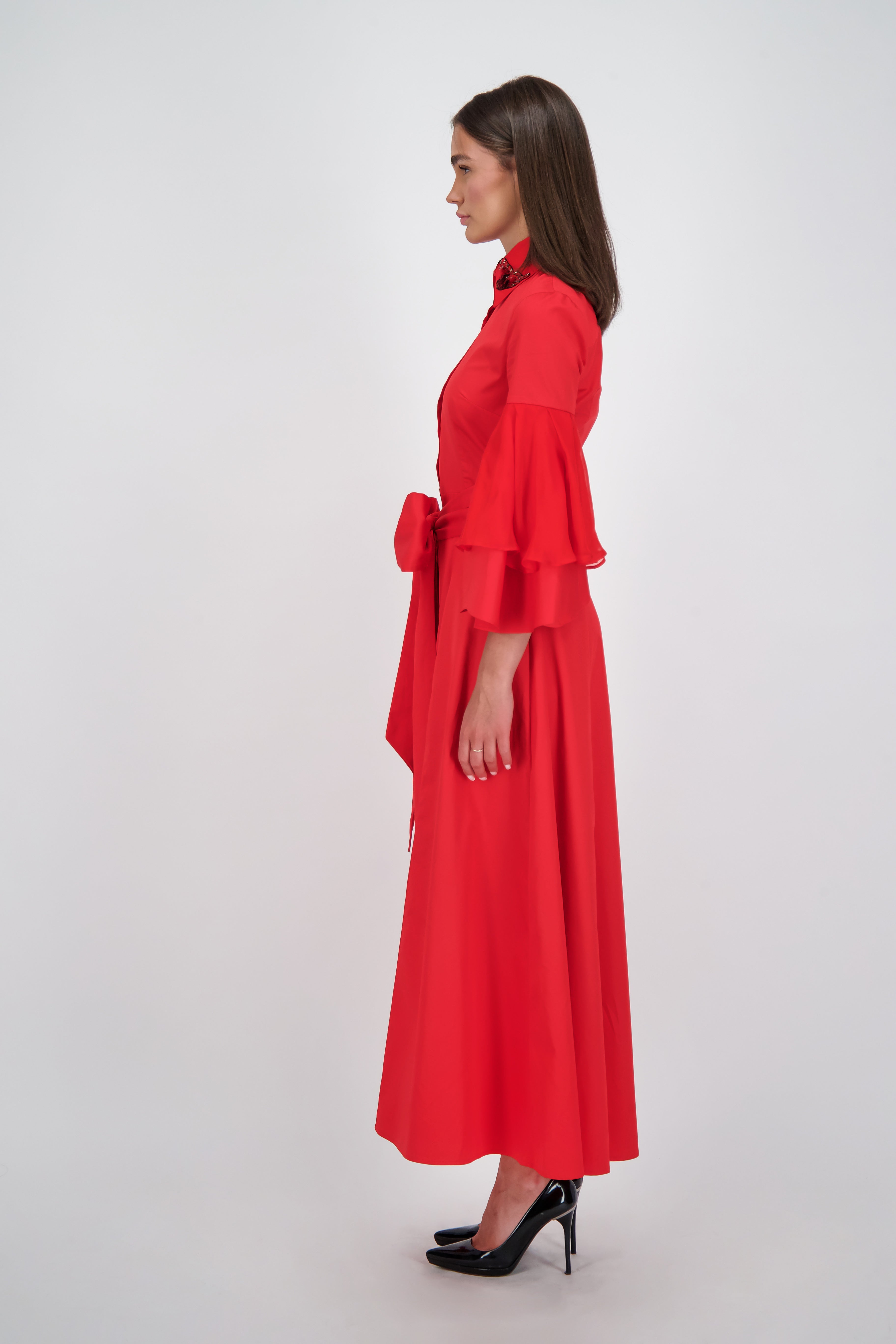 Ruby Silk Chiffon Cotton Midi Dress