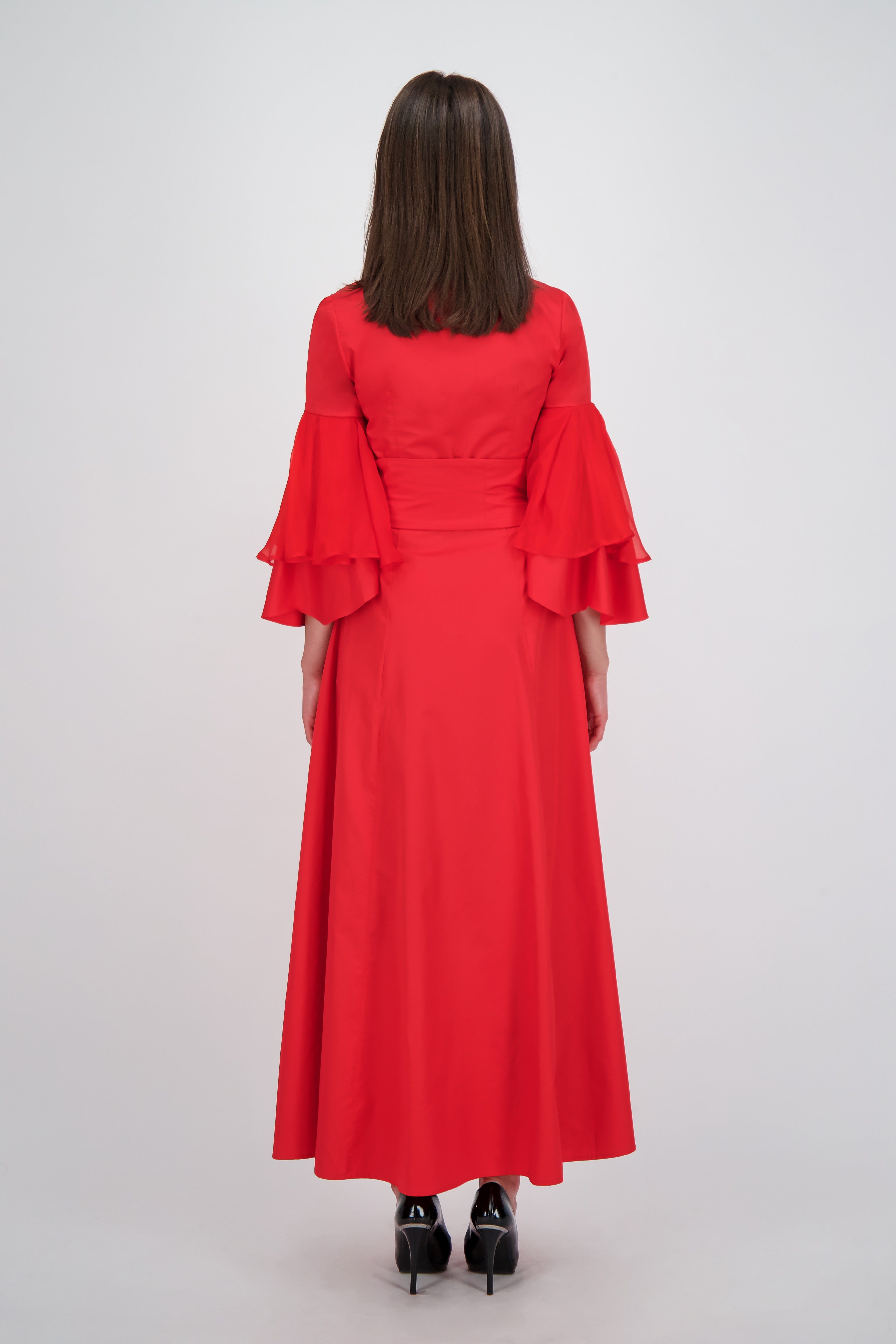 Ruby Silk Chiffon Cotton Midi Dress