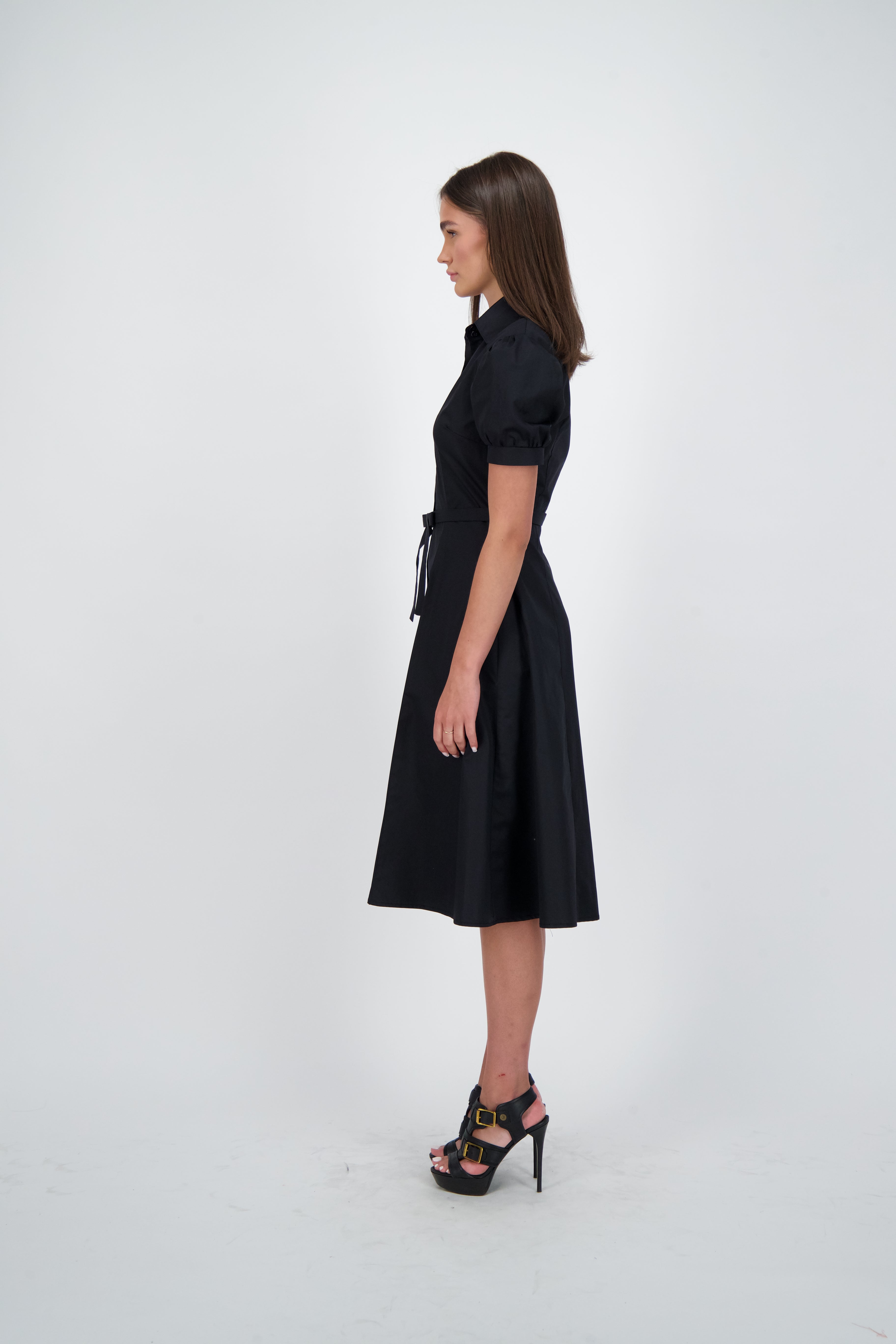 Puffed Sleeves Shirt Dress