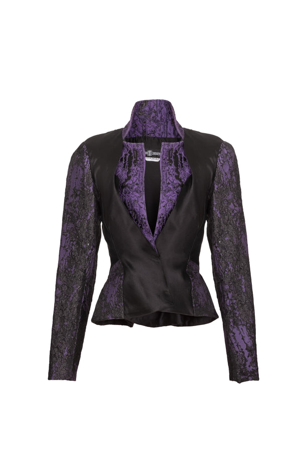 Brocade Silk Faille Contrast Draped Jacket